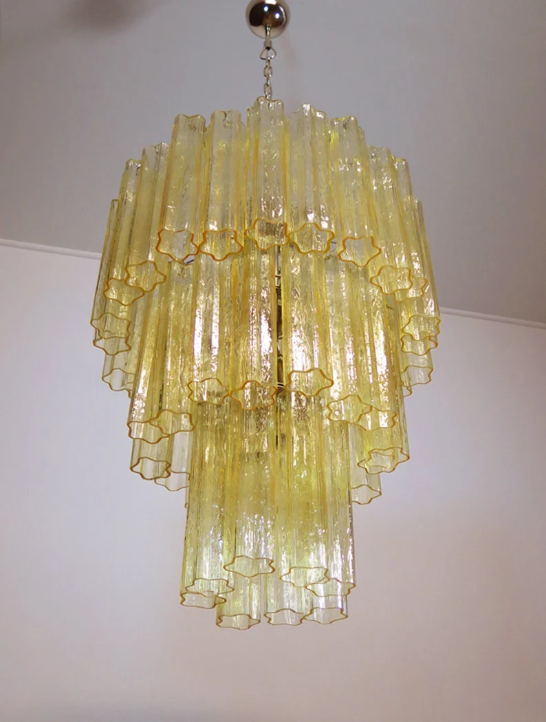 Lampadario Murano | 48 Tubo di Vetro Giallo