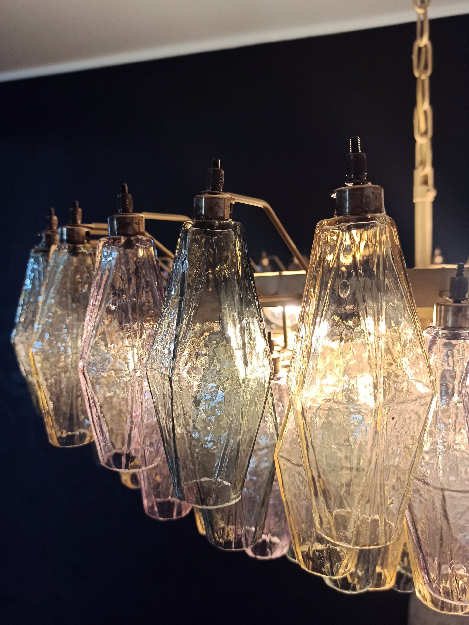 Murano Chandelier – 185 Multicoloured Poliedri Glass – detail 4 – Murano Classics