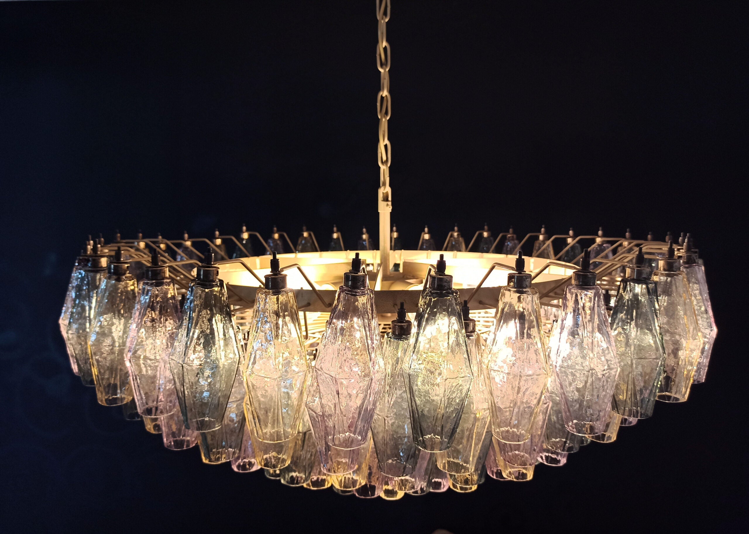 Murano Chandelier – 185 Multicoloured Poliedri Glass – detail 11 – Murano Classics