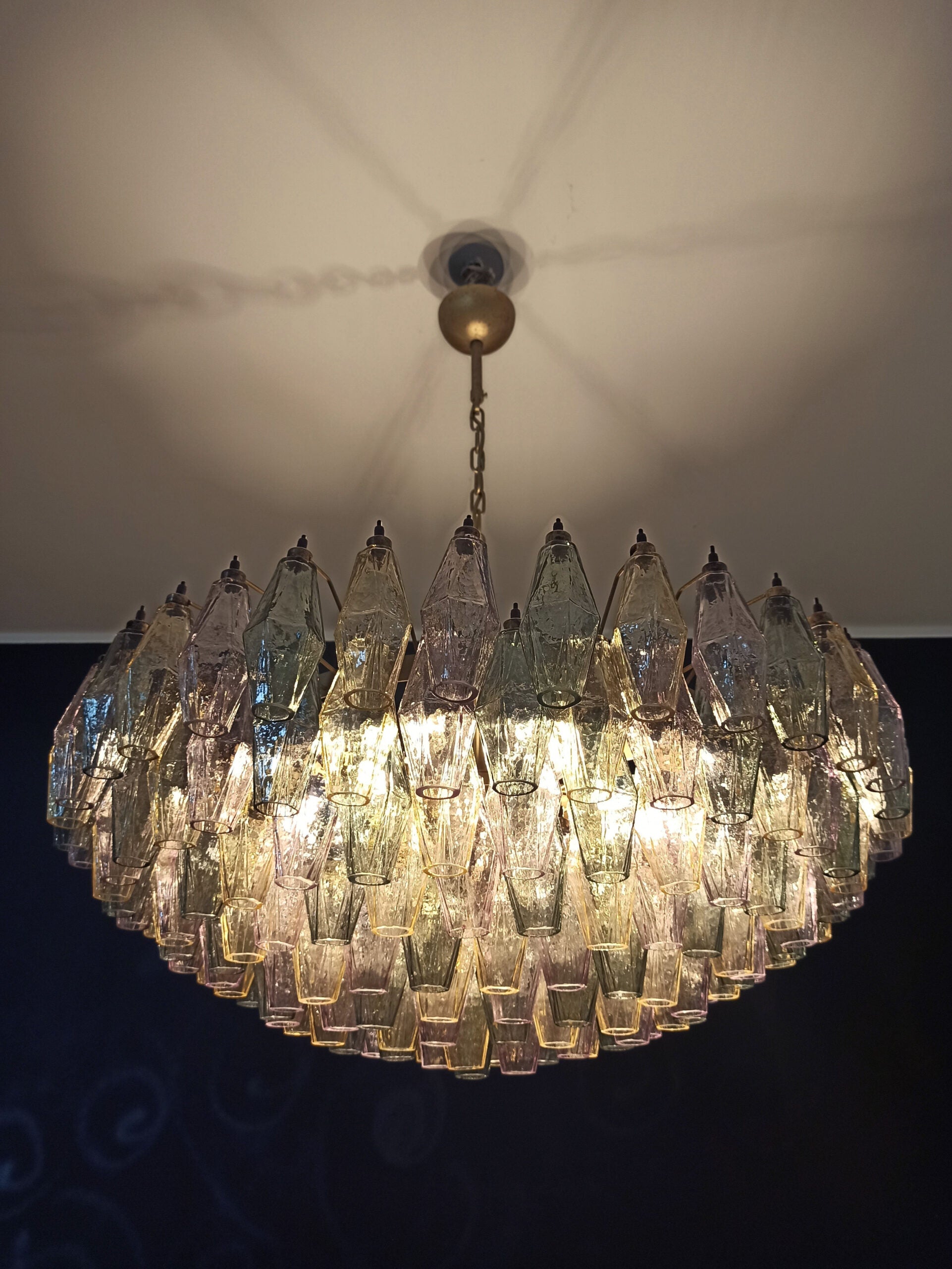 Murano Chandelier – 185 Multicoloured Poliedri Glass – detail 8 – Murano Classics