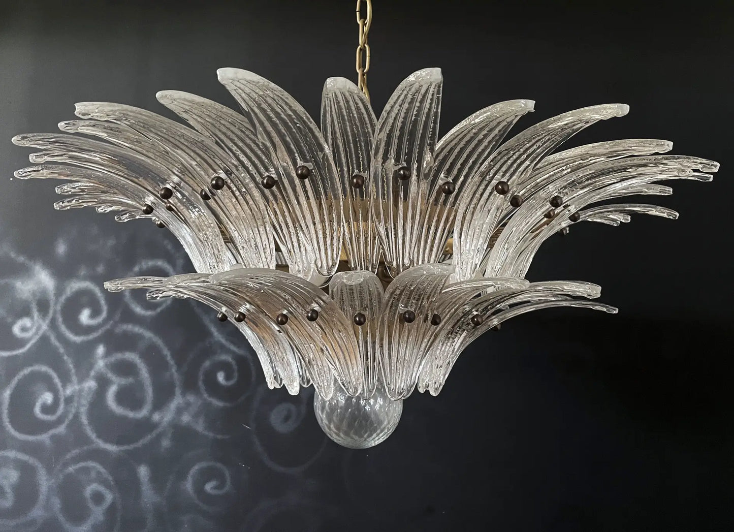 Murano Kroonluchter | 58 Heldere Palmette Glas
