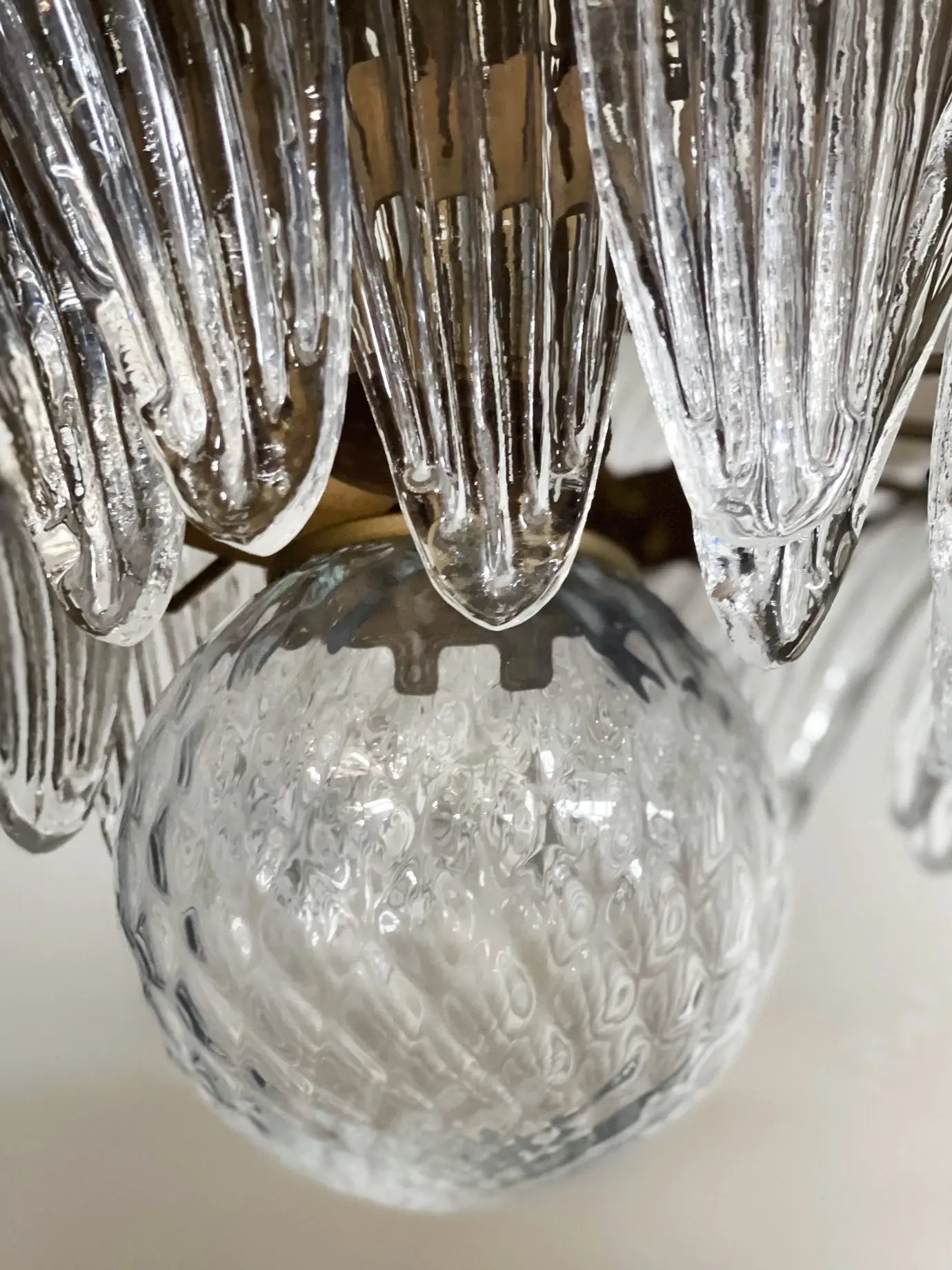 Murano Chandelier – 58 Clear Palmette Glass – detail 3 – Murano Classics