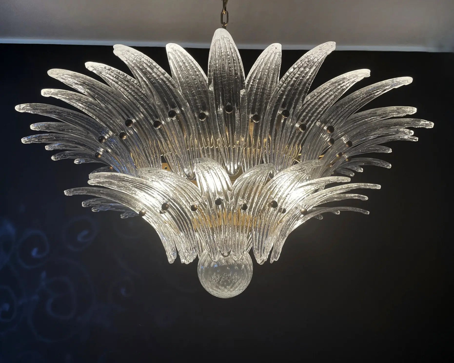 Murano Chandelier – 58 Clear Palmette Glass – detail 10 – Murano Classics