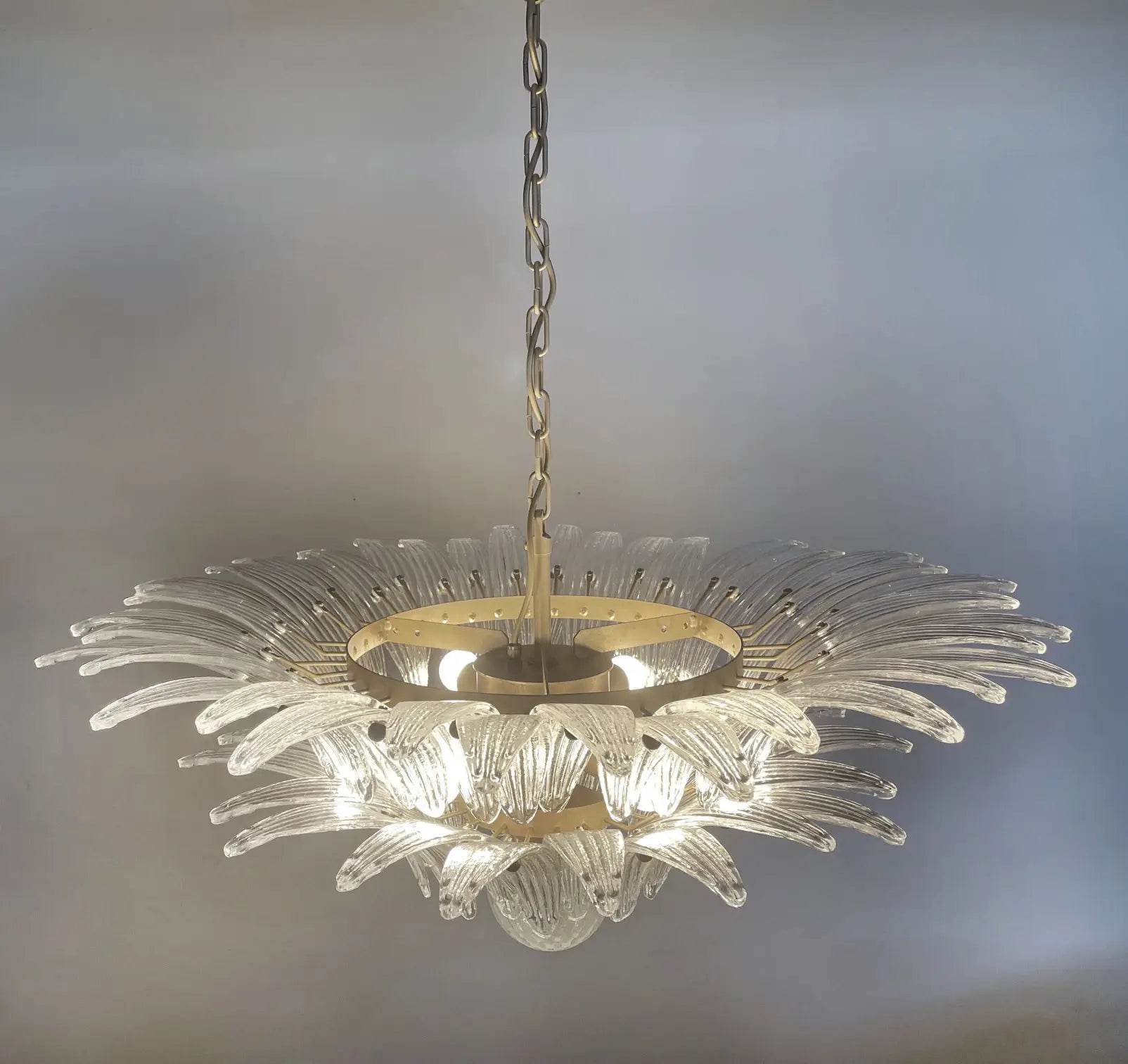 Murano Chandelier – 58 Clear Palmette Glass – detail 7 – Murano Classics