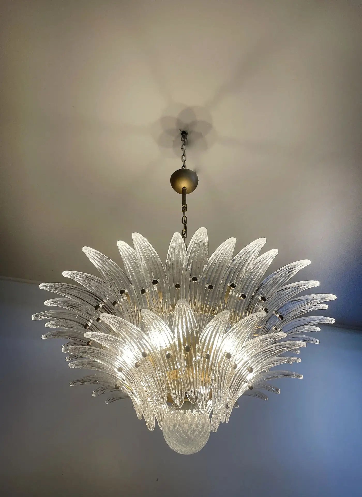 Murano Chandelier – 58 Clear Palmette Glass – detail 6 – Murano Classics
