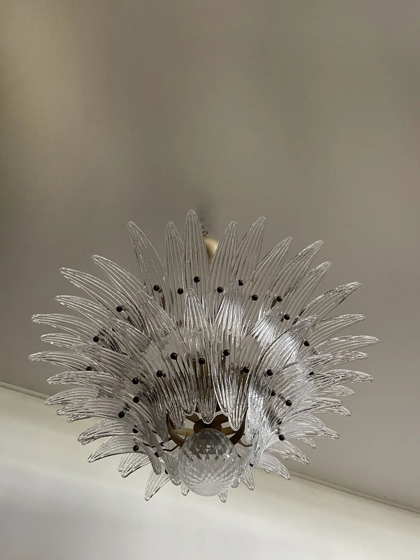 Murano Chandelier – 58 Clear Palmette Glass – detail 9 – Murano Classics