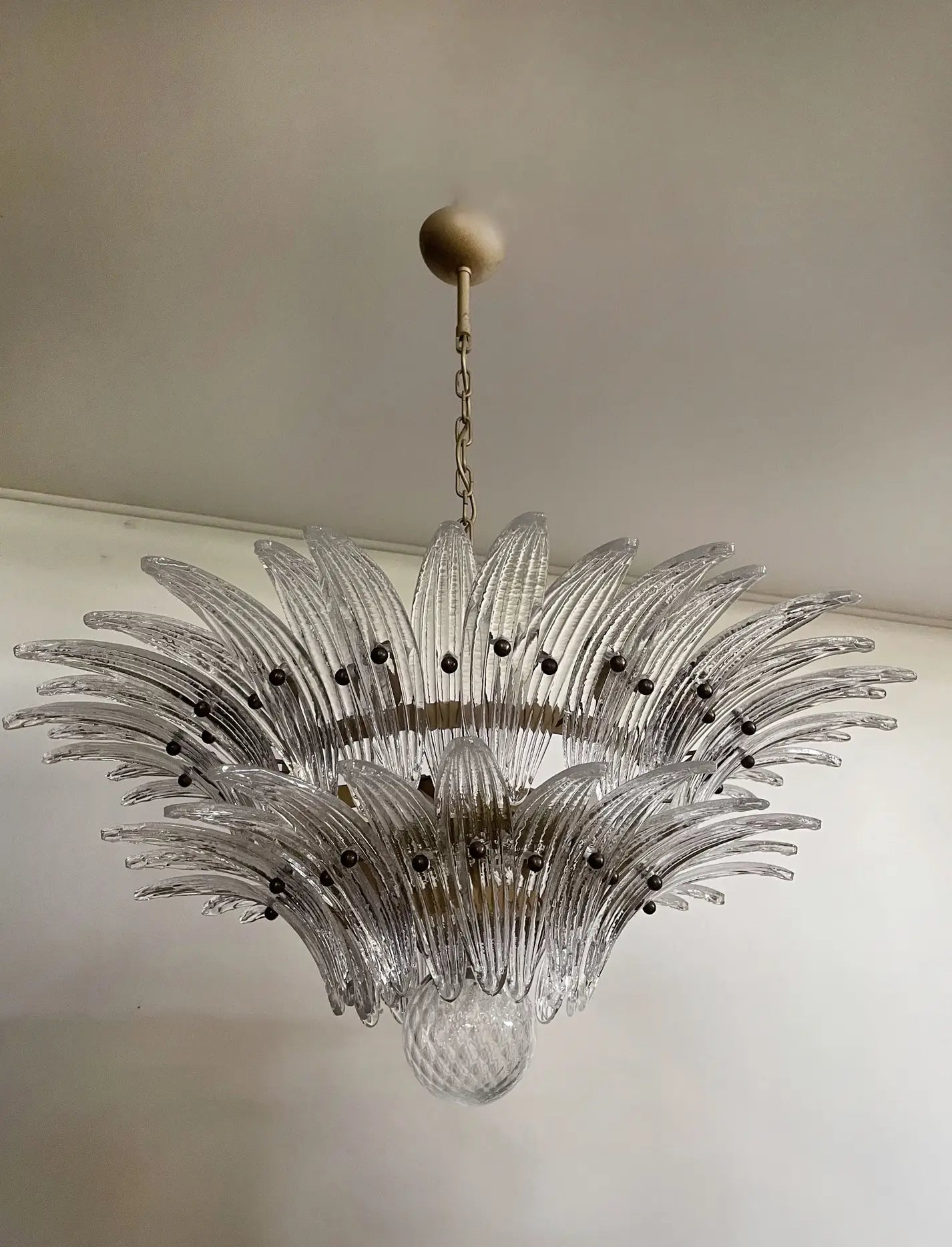 Murano Chandelier – 58 Clear Palmette Glass – detail 8 – Murano Classics