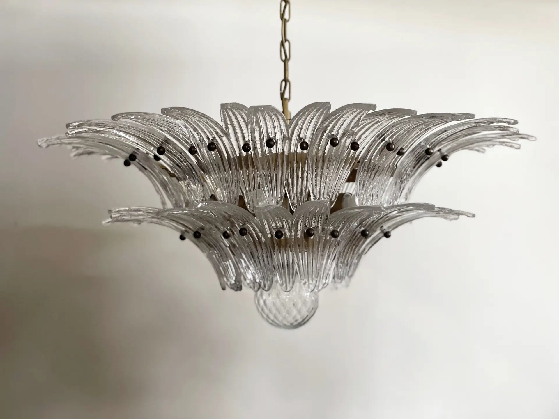 Murano Chandelier | 58 Clear Palmette Glass
