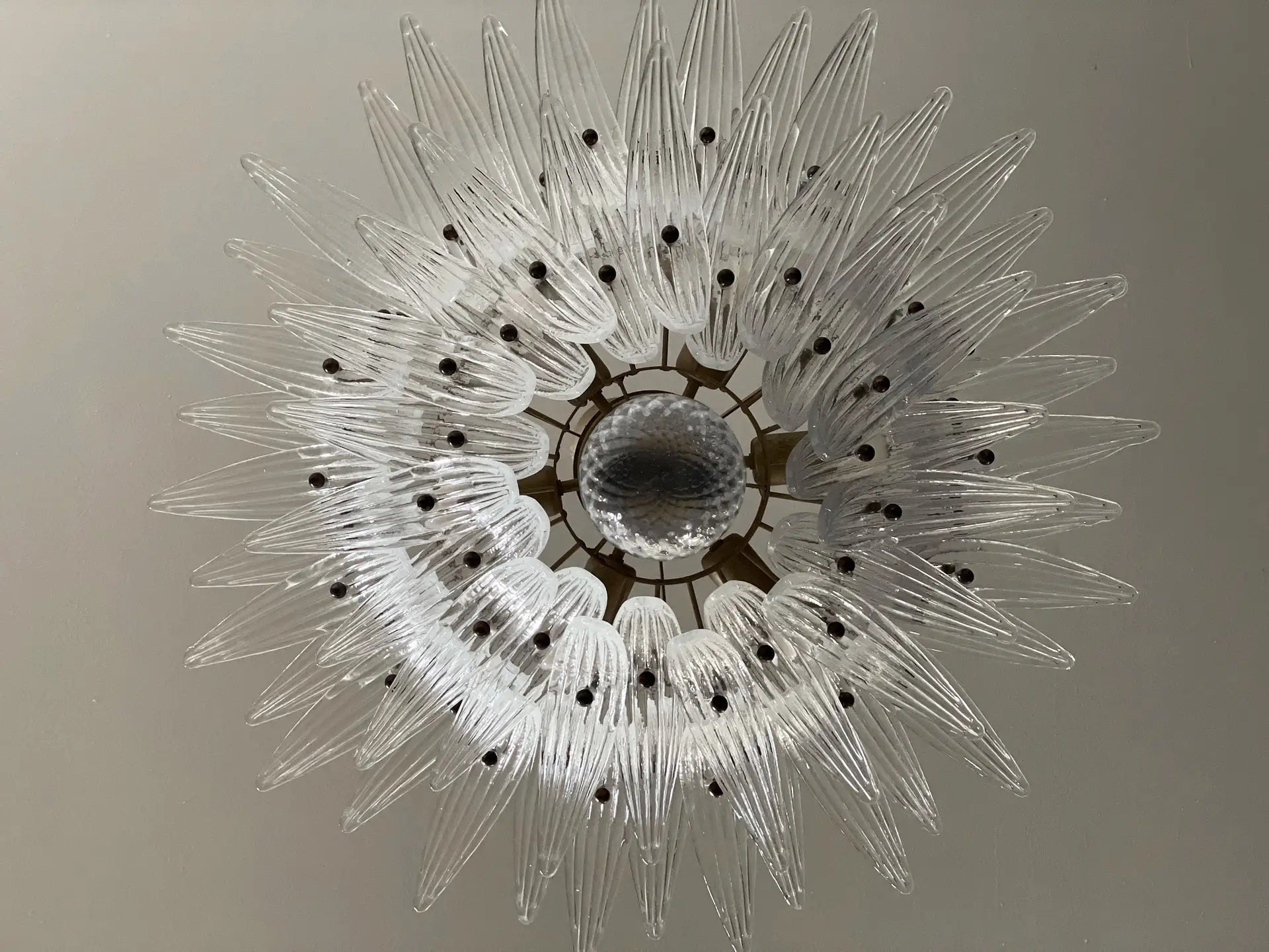 Murano Chandelier | 58 Clear Palmette Glass