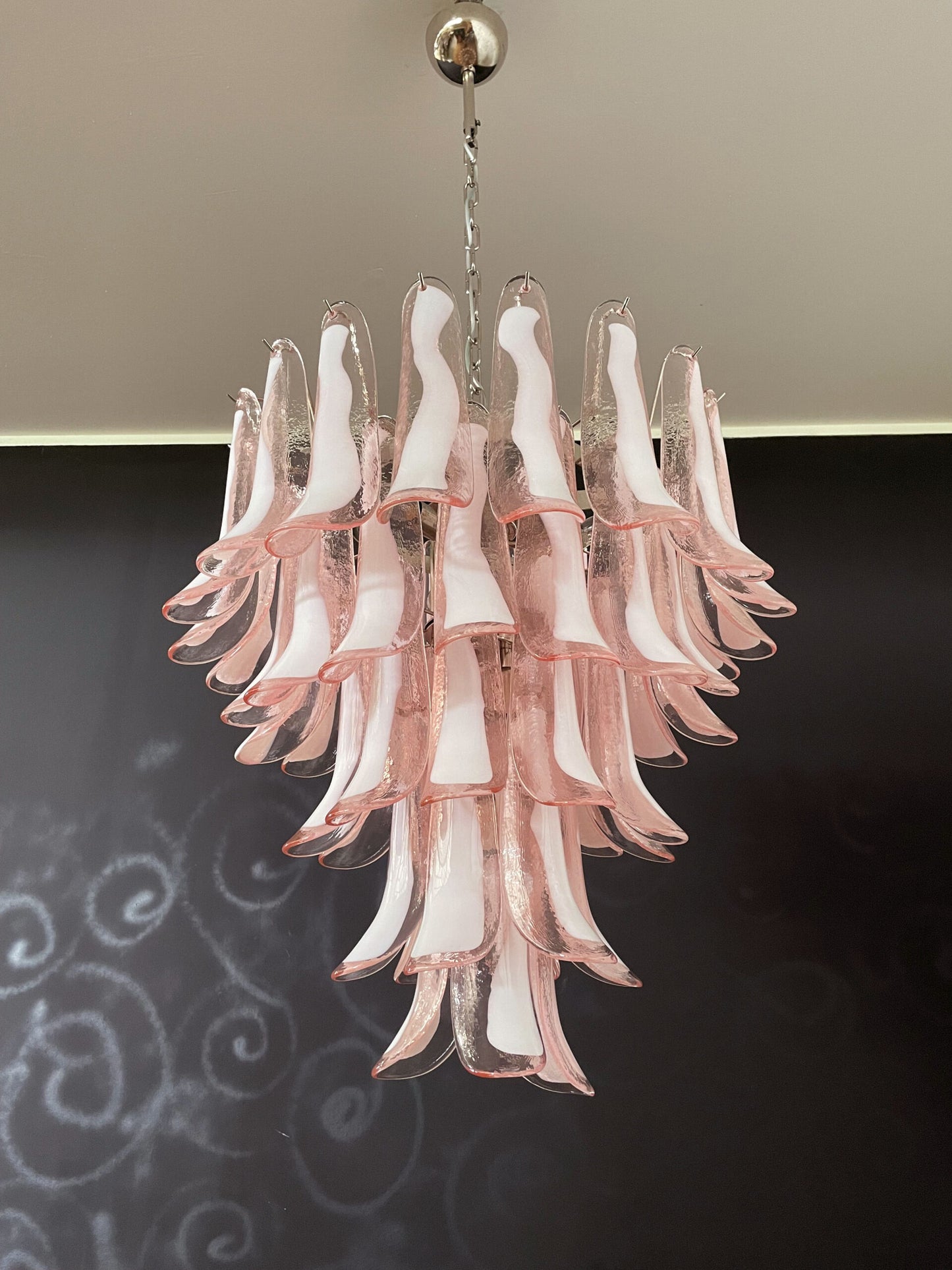 Murano Chandelier | 52 Pink Petal Glass