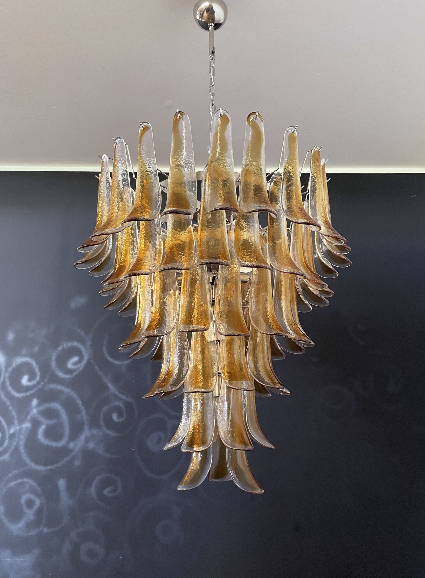 Murano Kroonluchter | 75 Gele Mazzega Petal Glas