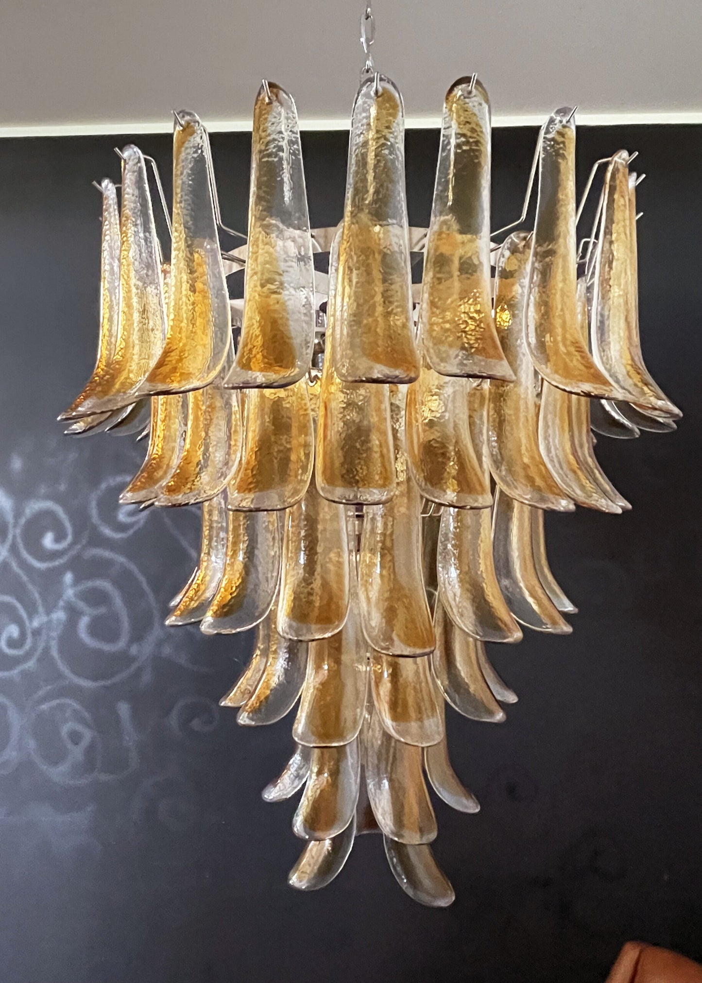Murano Kroonluchter | 75 Gele Mazzega Petal Glas