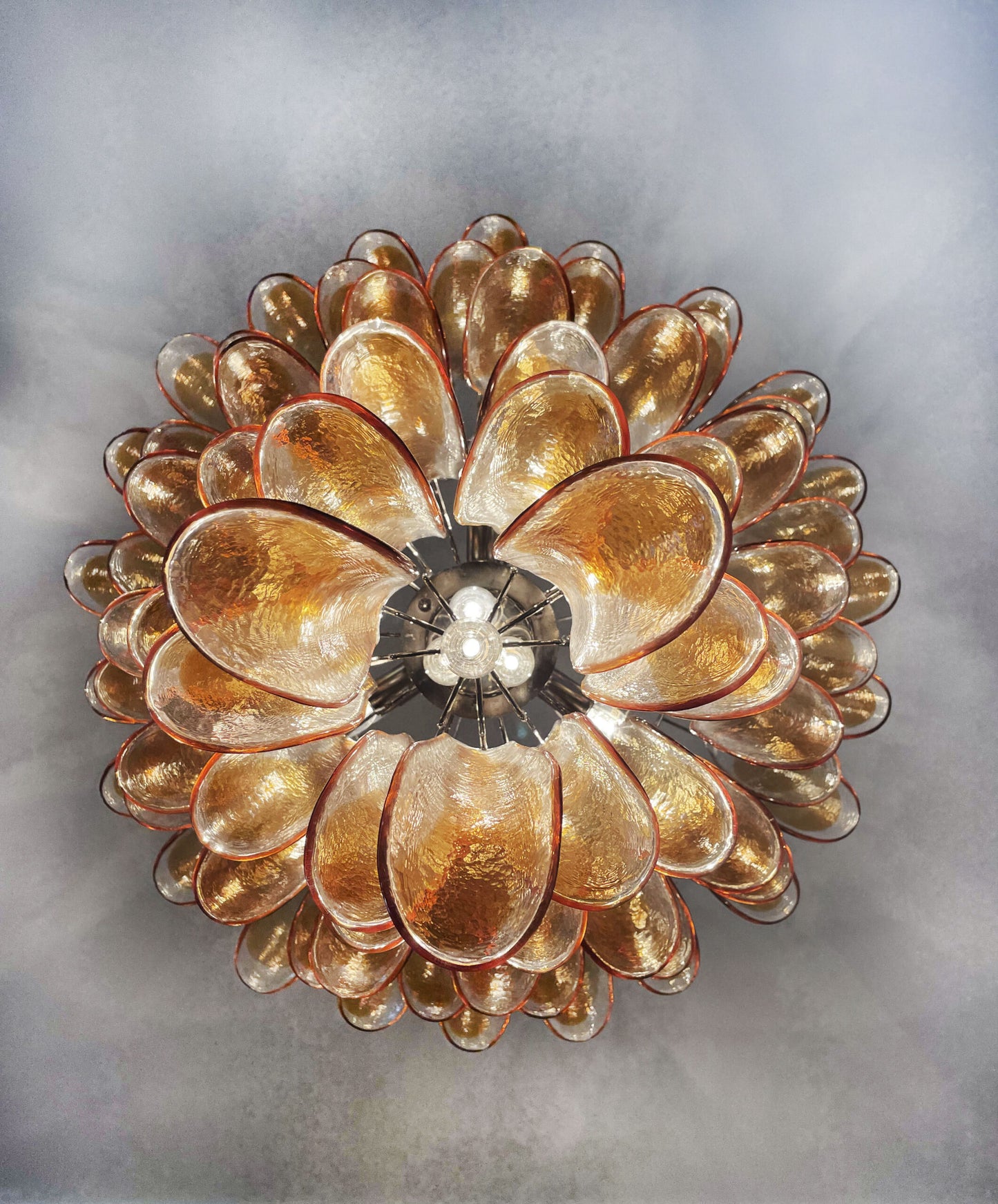 Murano Kroonluchter | 75 Gele Mazzega Petal Glas