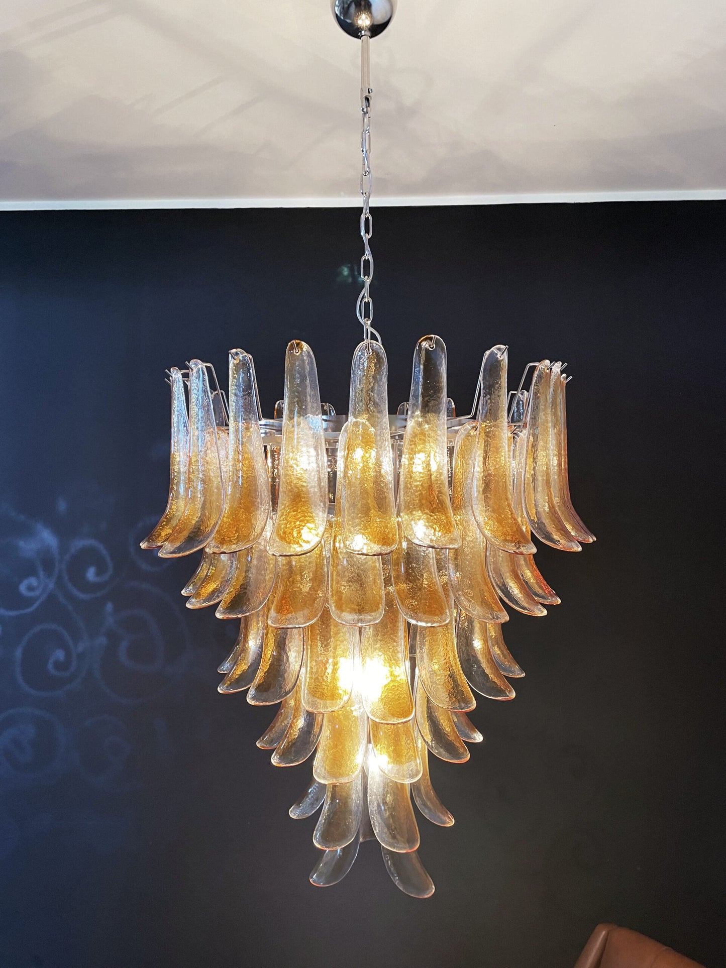 Murano Kroonluchter | 75 Gele Mazzega Petal Glas