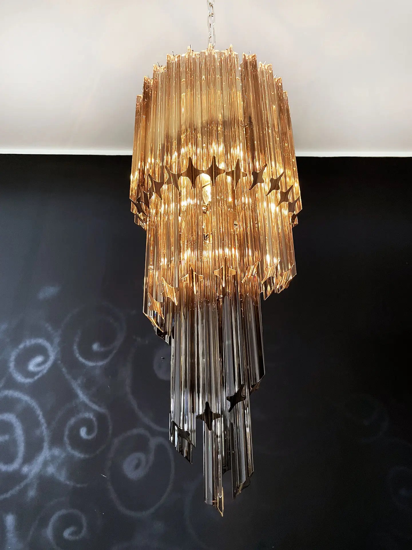 Murano Chandelier – 54 Smoked Prism Glass – detail 4 – Murano Classics