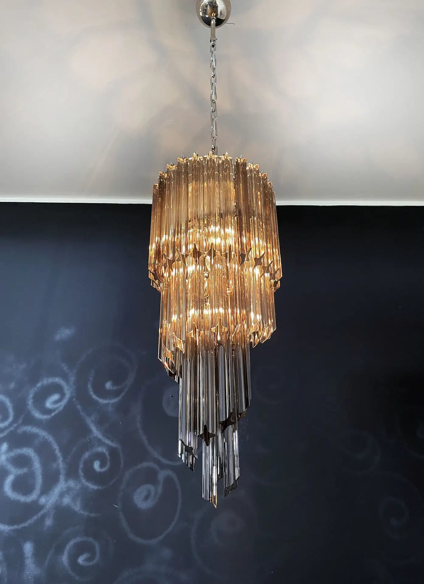 Murano Chandelier – 54 Smoked Prism Glass – detail 9 – Murano Classics