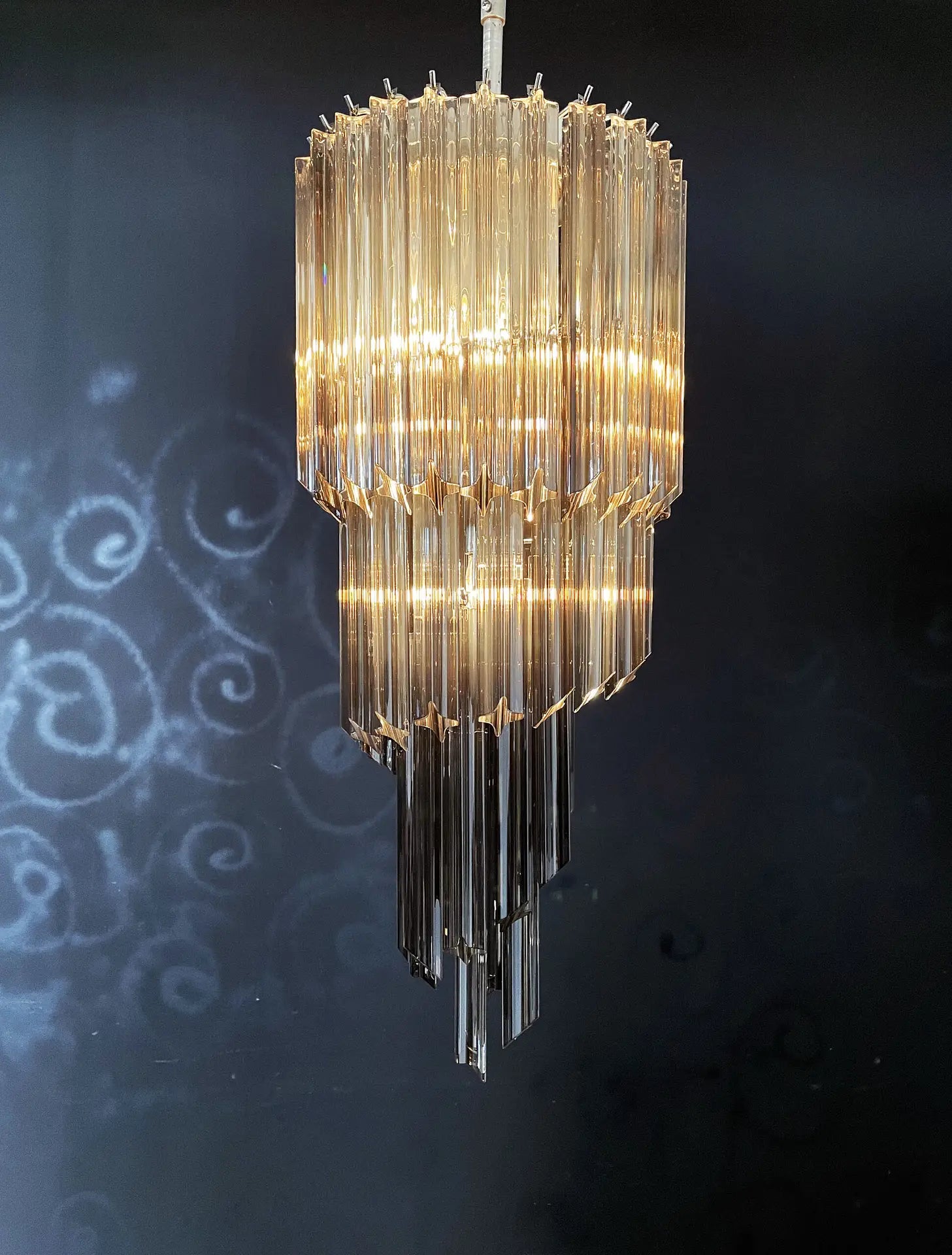 Murano Chandelier – 54 Smoked Prism Glass – detail 7 – Murano Classics