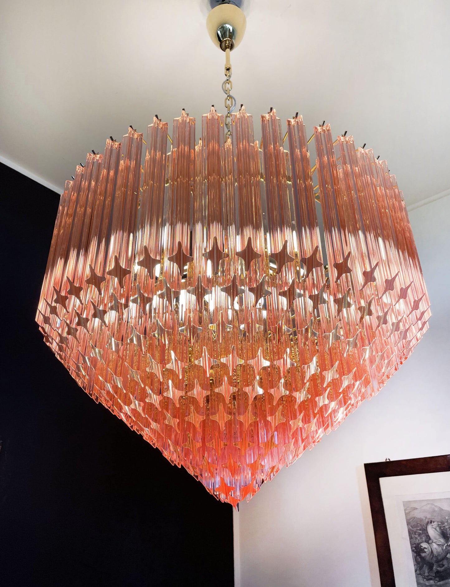 Murano Kroonluchter | 265 Roze Prisma Glas