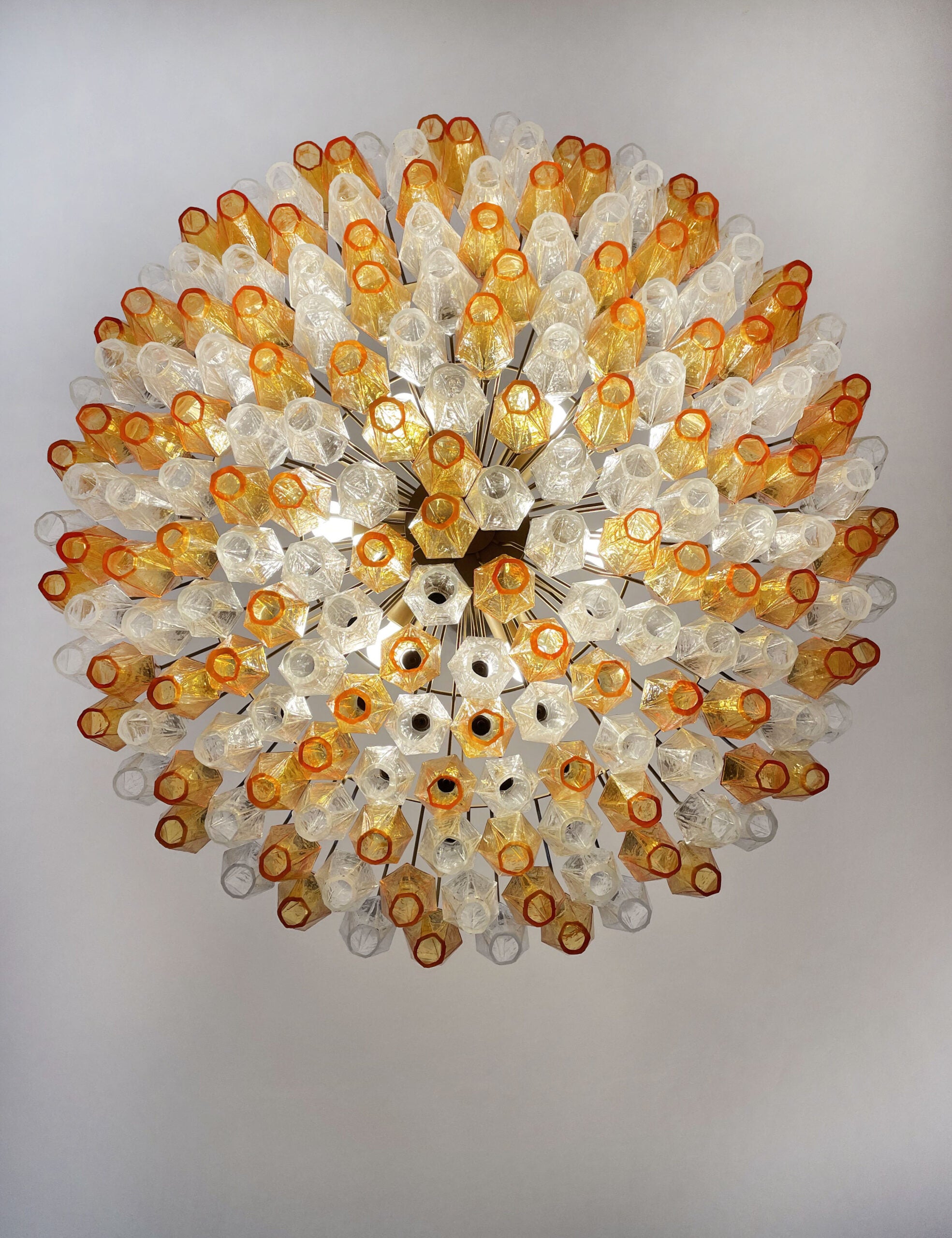 Lampadario Murano – 185 Vetri Poliedri Trasparenti e Gialli – dettaglio 1 – Murano Classics