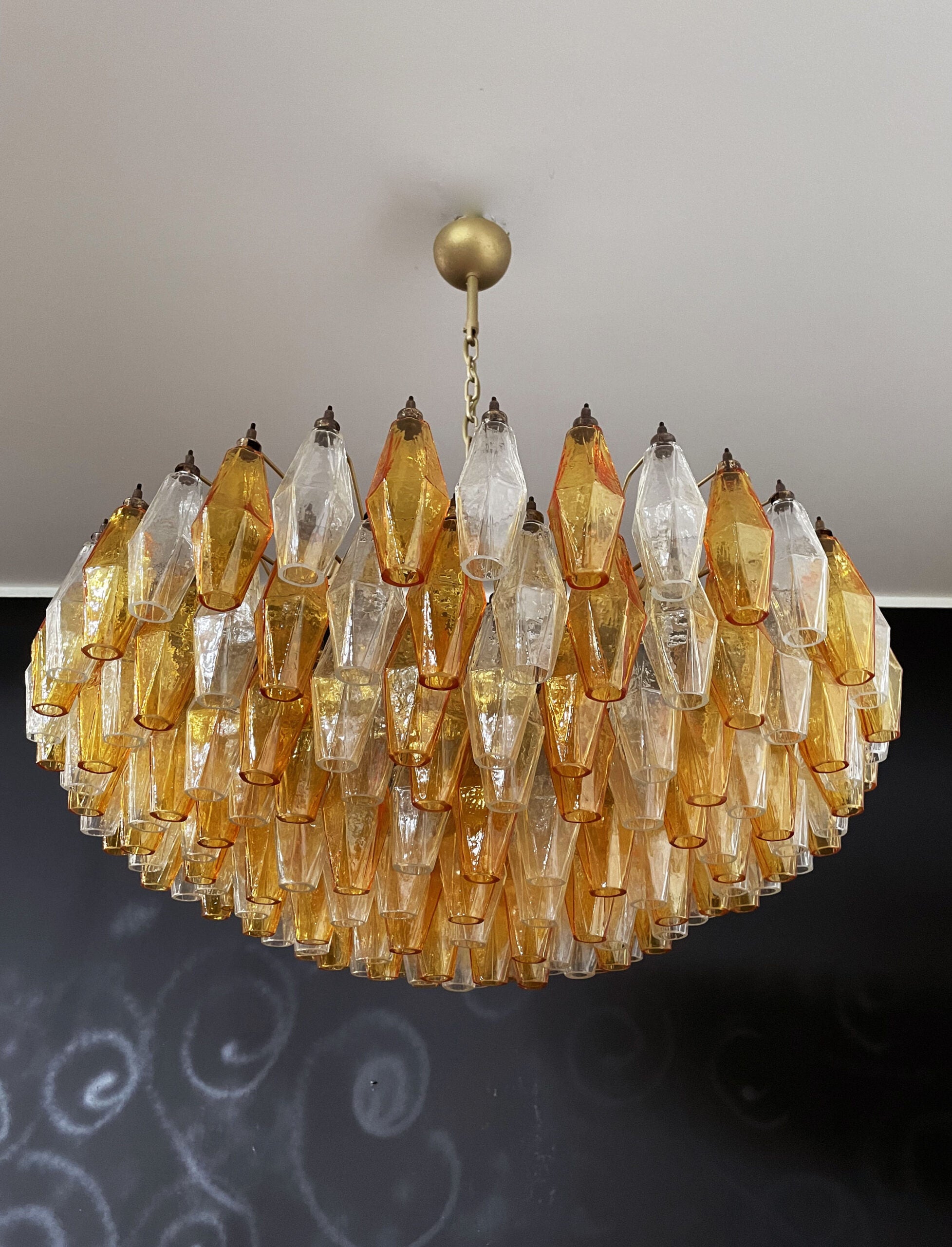 Murano Kronleuchter – 185 Klare und Gelbe Poliedrigläser – Detail 7 – Murano Classics