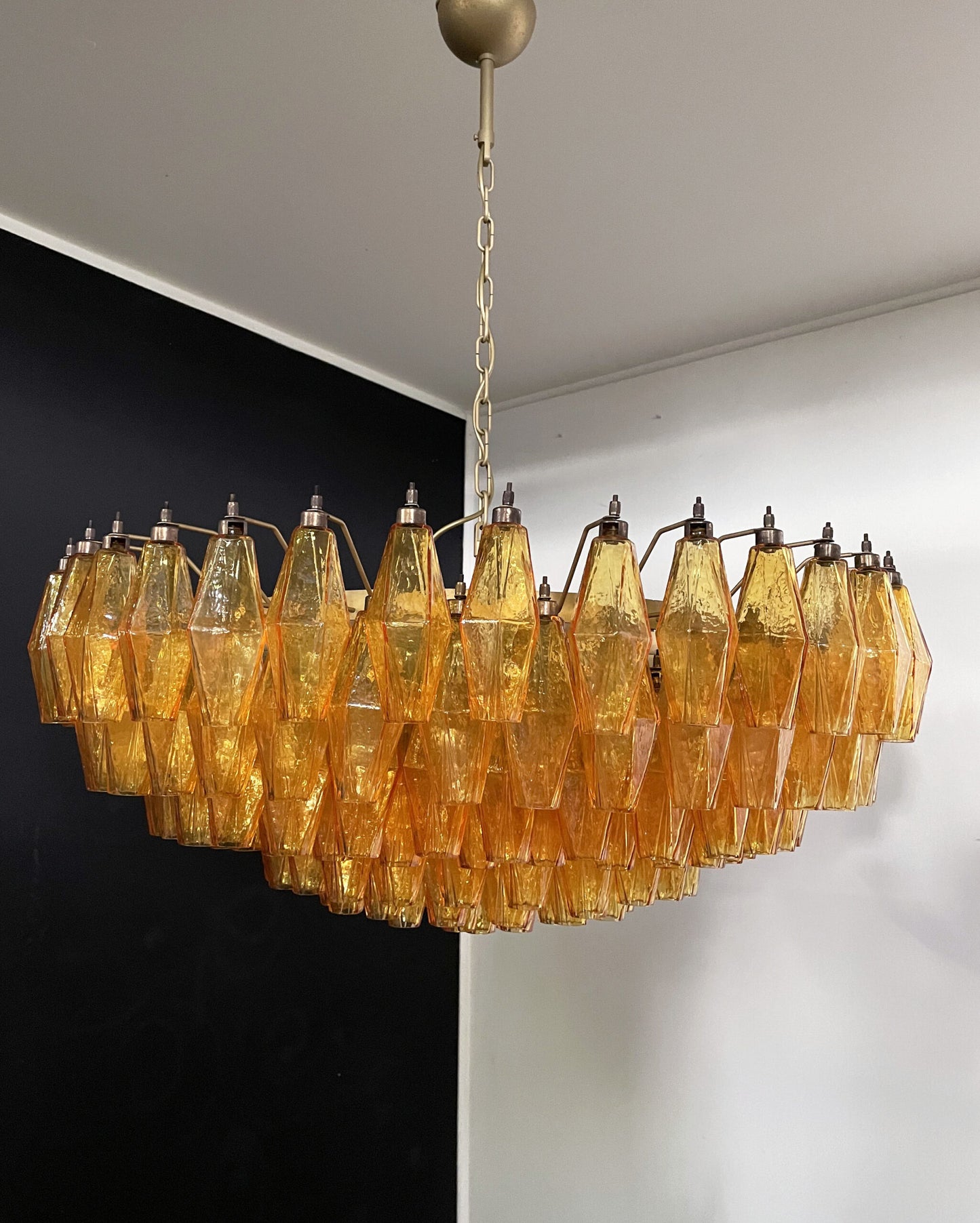 Murano-Kronleuchter | 185 Gelbes Poliedri Glas