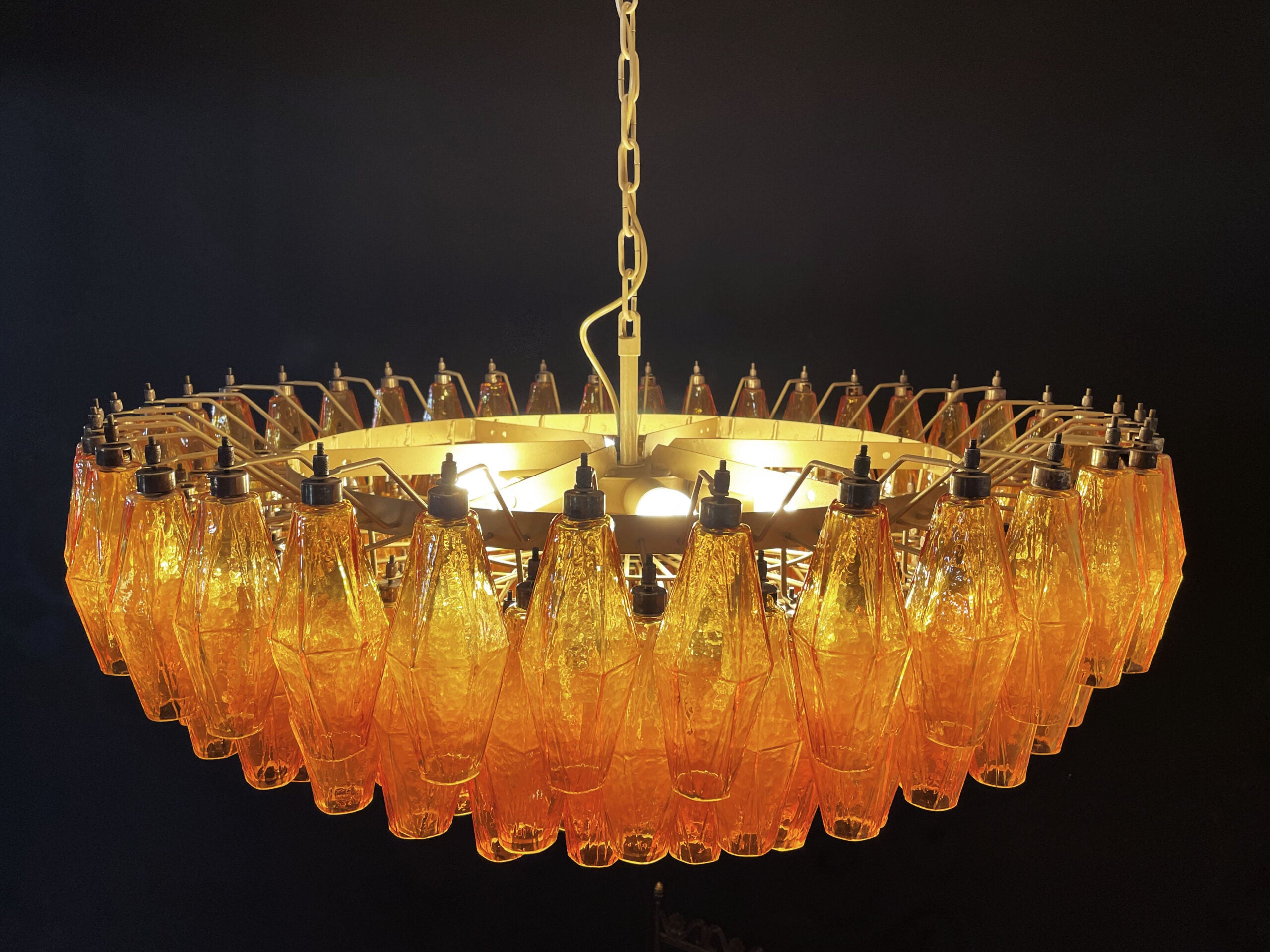 Murano Chandelier – 185 Yellow Poliedri Glass – detail 5 – Murano Classics