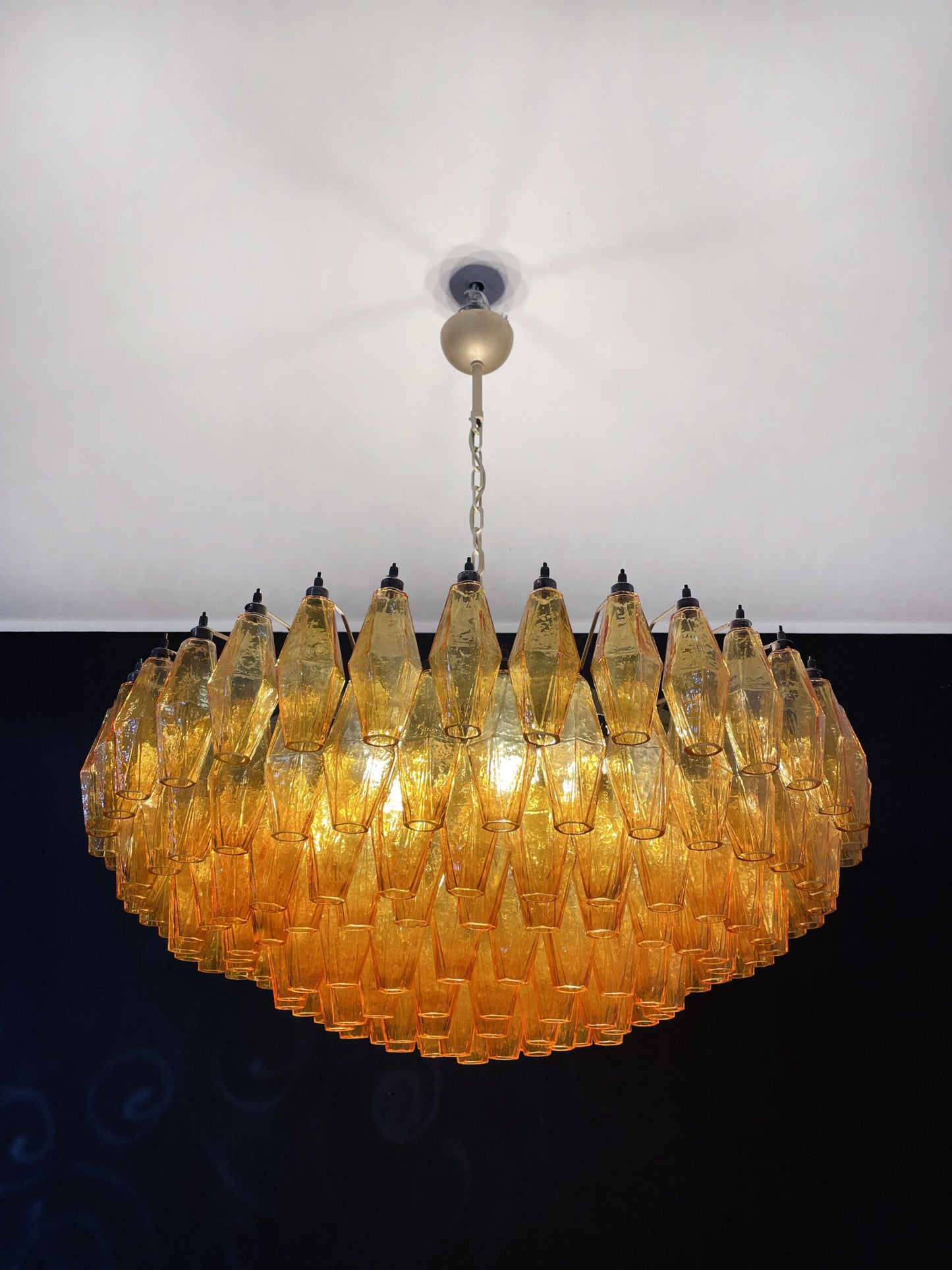 Murano-Kronleuchter | 185 Gelbes Poliedri Glas