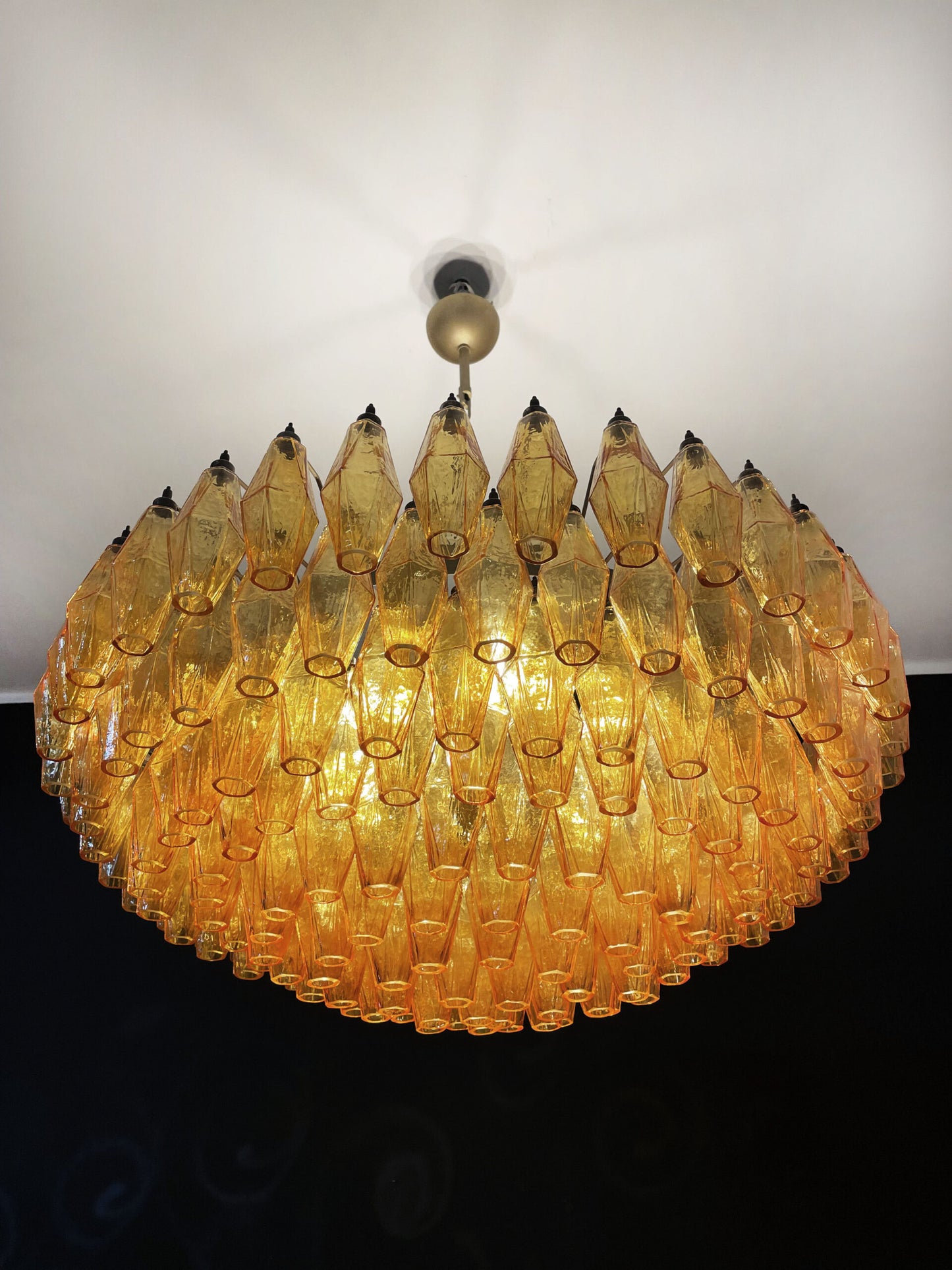 Murano-Kronleuchter | 185 Gelbes Poliedri Glas