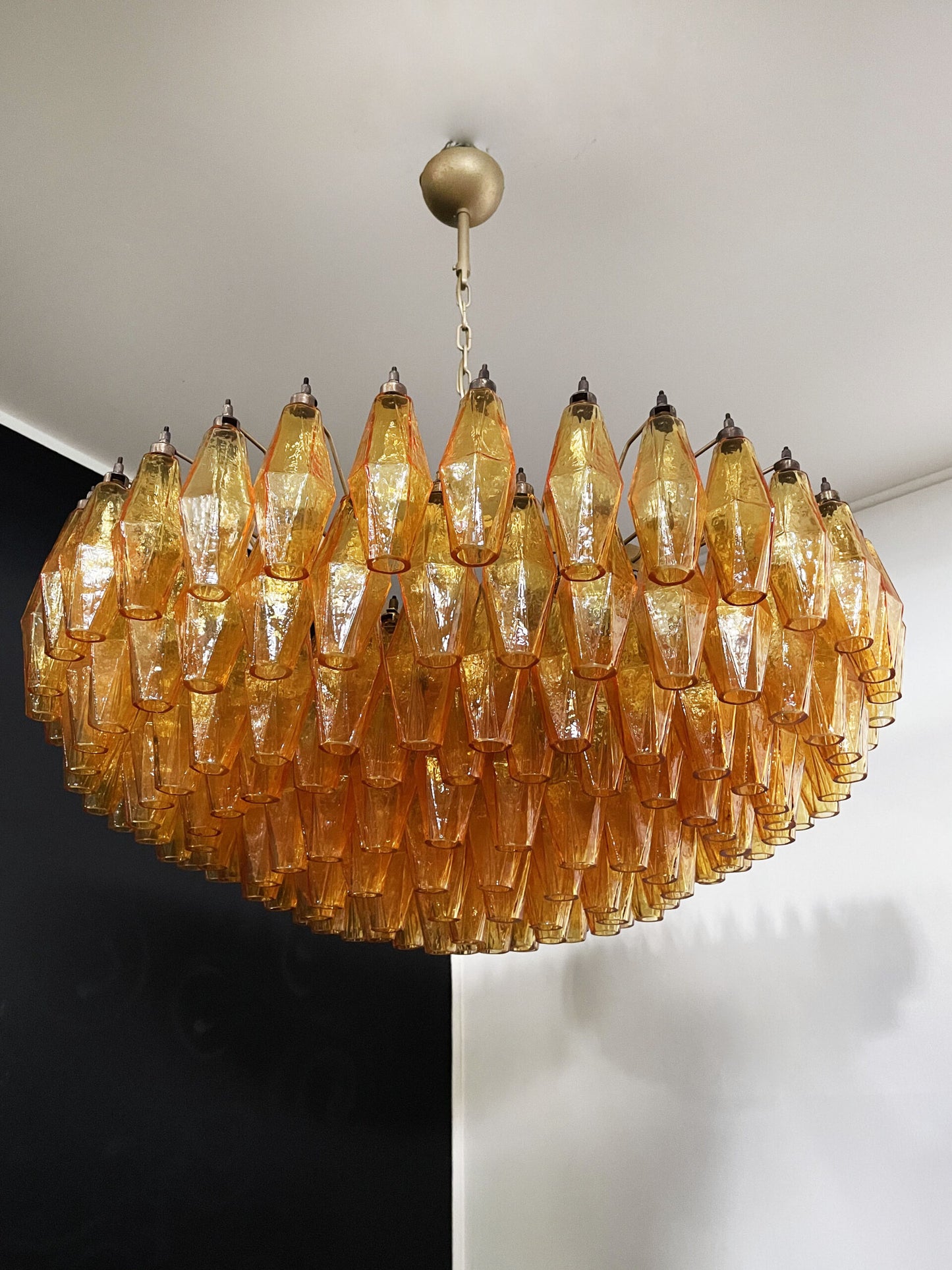 Murano-Kronleuchter | 185 Gelbes Poliedri Glas