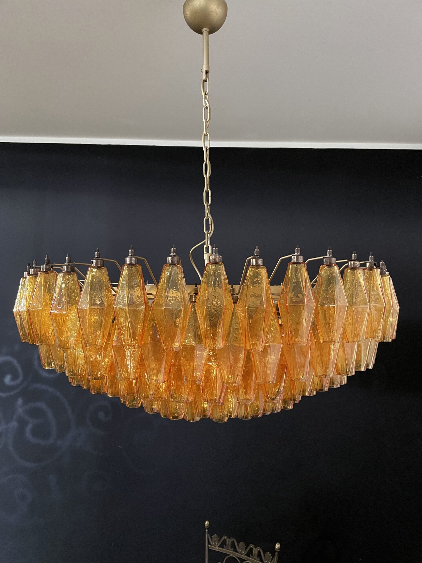 Murano-Kronleuchter | 185 Gelbes Poliedri Glas