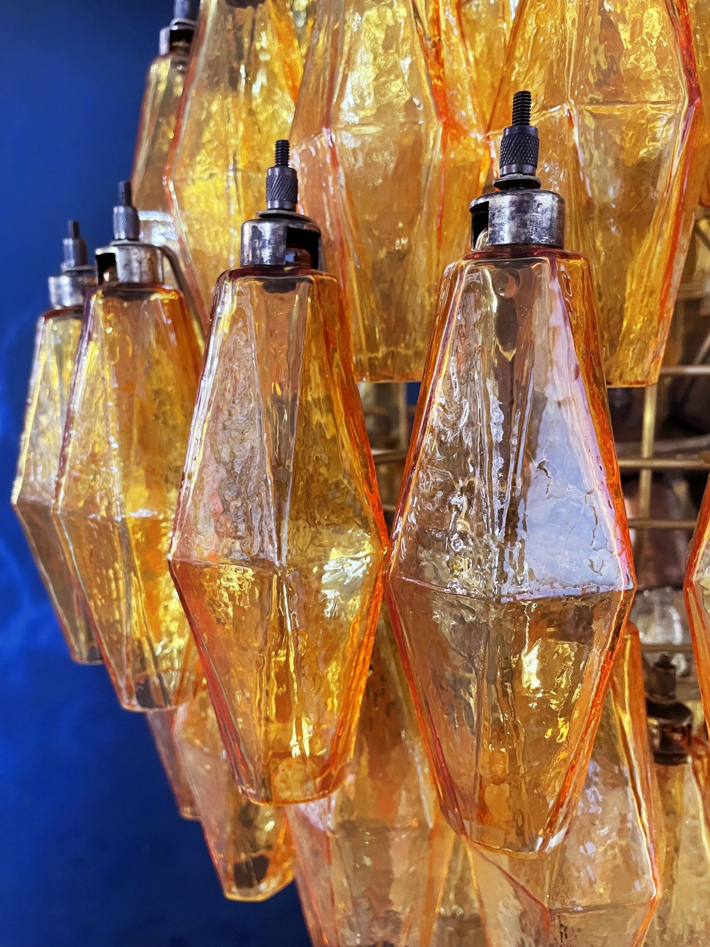 Lampadario Murano | 140 Poliedri in Vetro Giallo