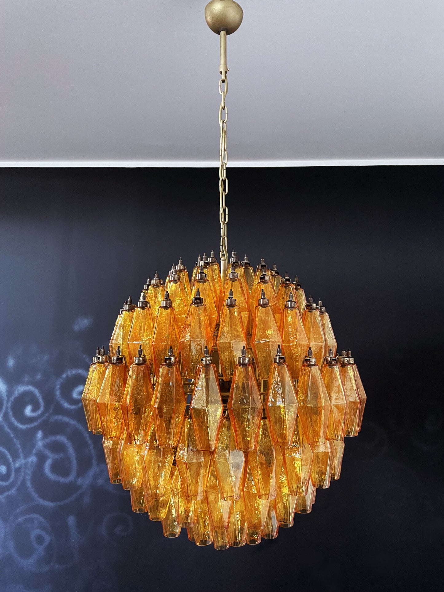 Lampadario Murano | 140 Poliedri in Vetro Giallo