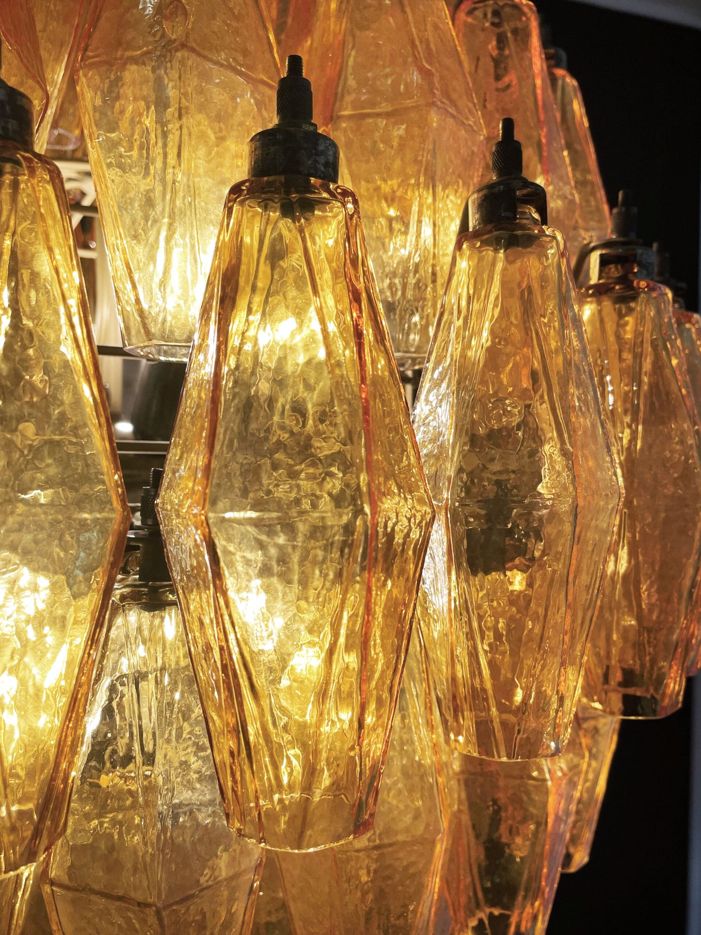 Lampadario Murano | 140 Poliedri in Vetro Giallo