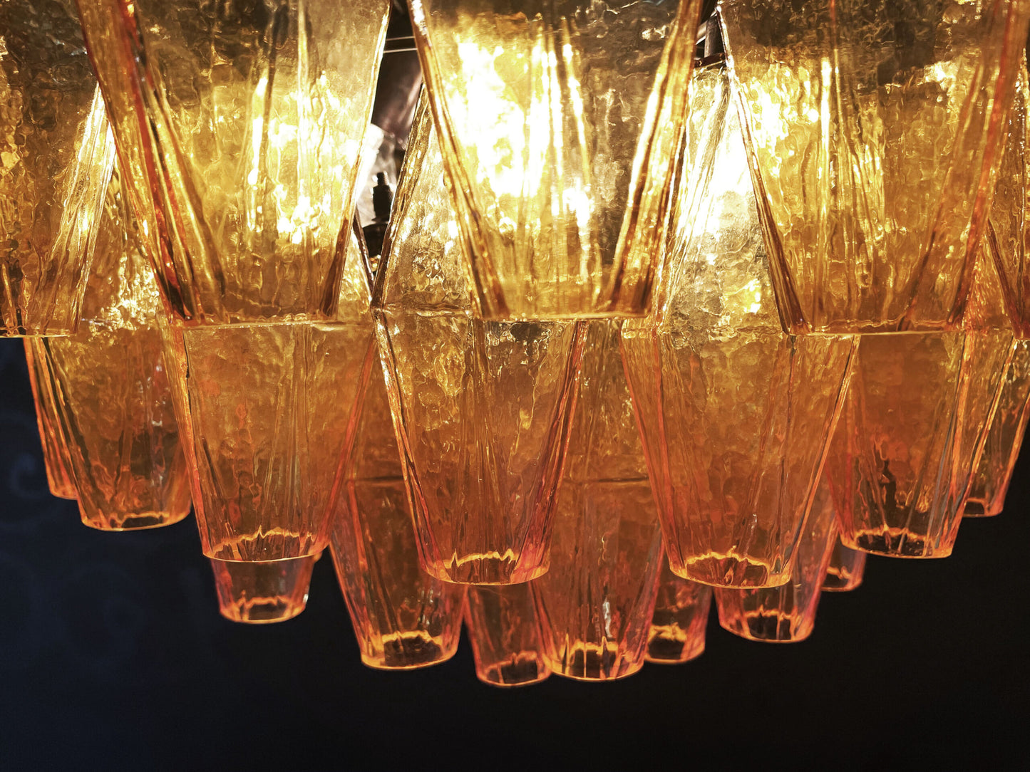 Lampadario Murano | 140 Poliedri in Vetro Giallo