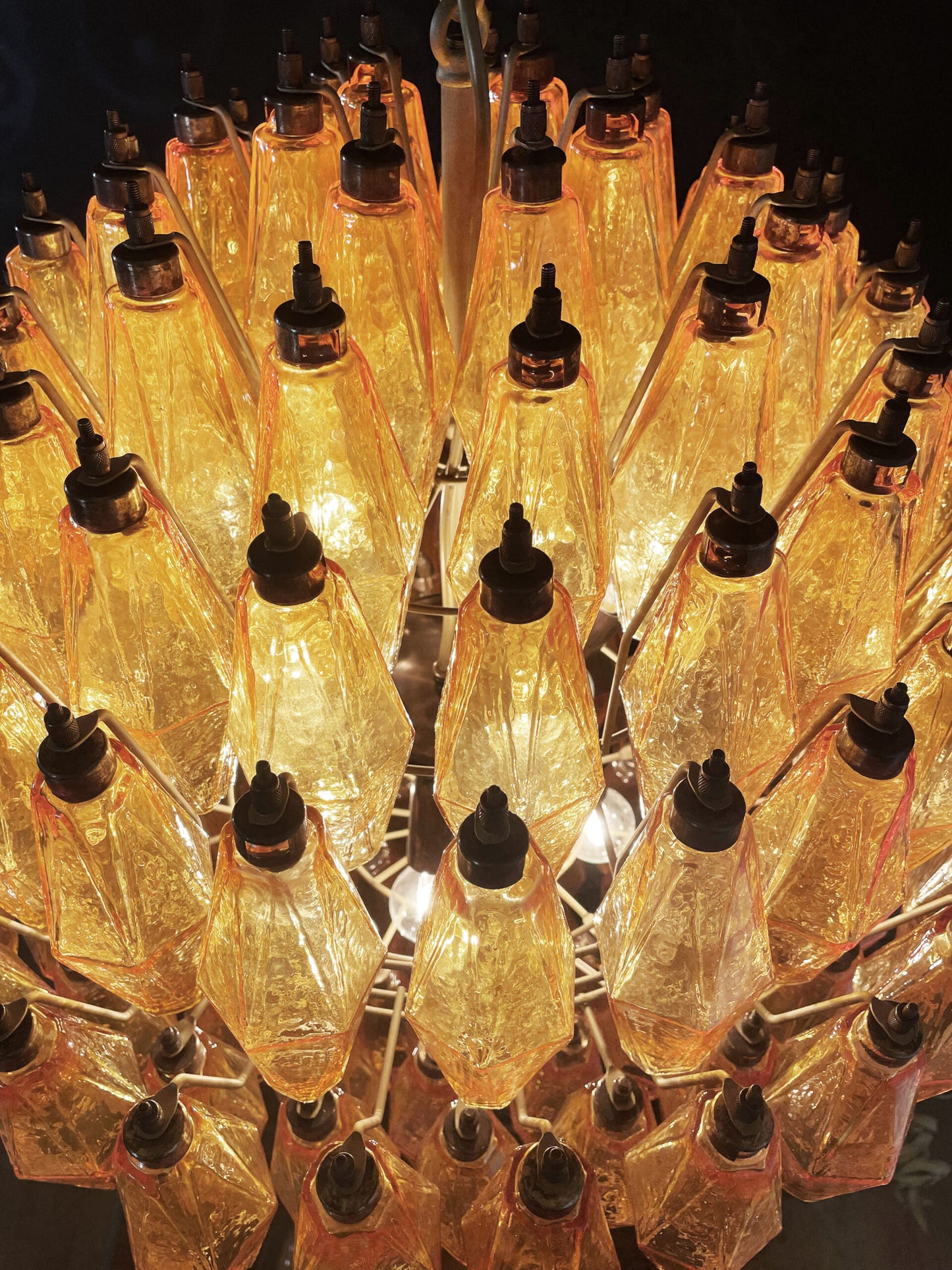 Lampadario Murano | 140 Poliedri in Vetro Giallo