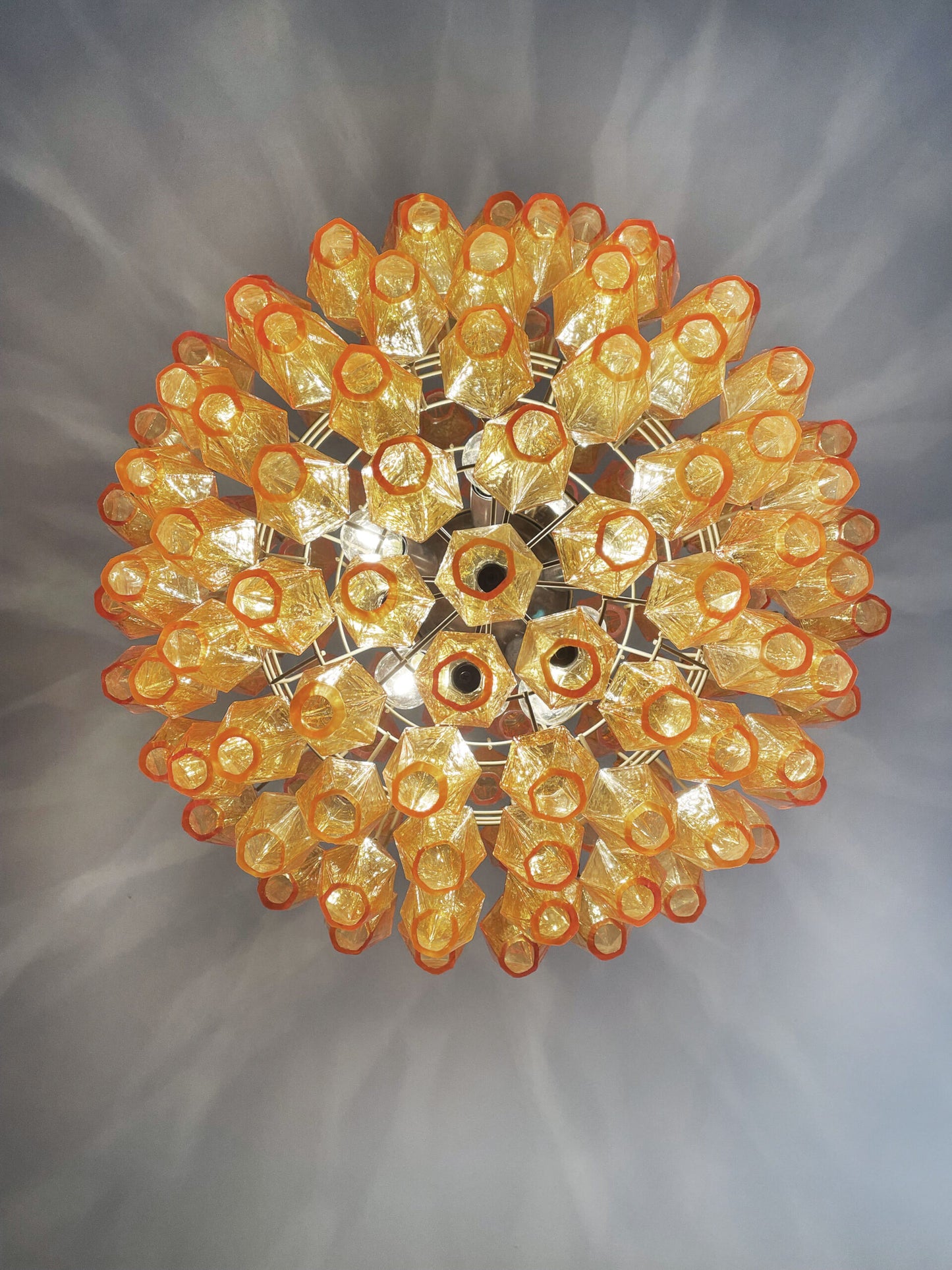Lampadario Murano | 140 Poliedri in Vetro Giallo