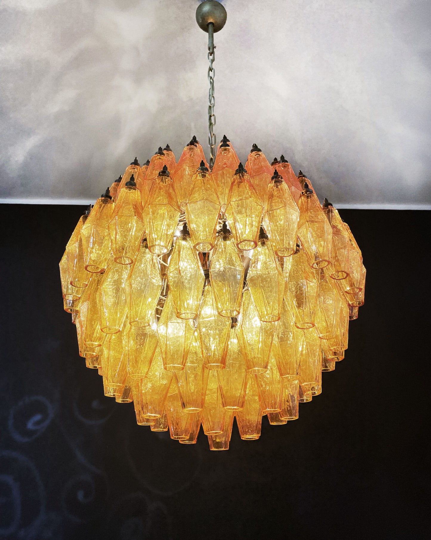 Lampadario Murano | 140 Poliedri in Vetro Giallo