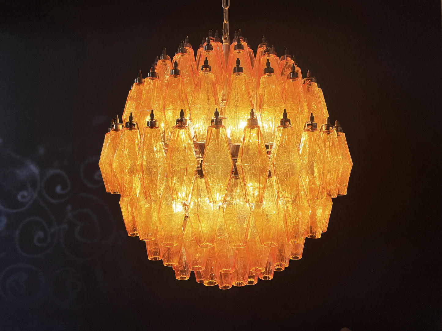 Lampadario Murano | 140 Poliedri in Vetro Giallo