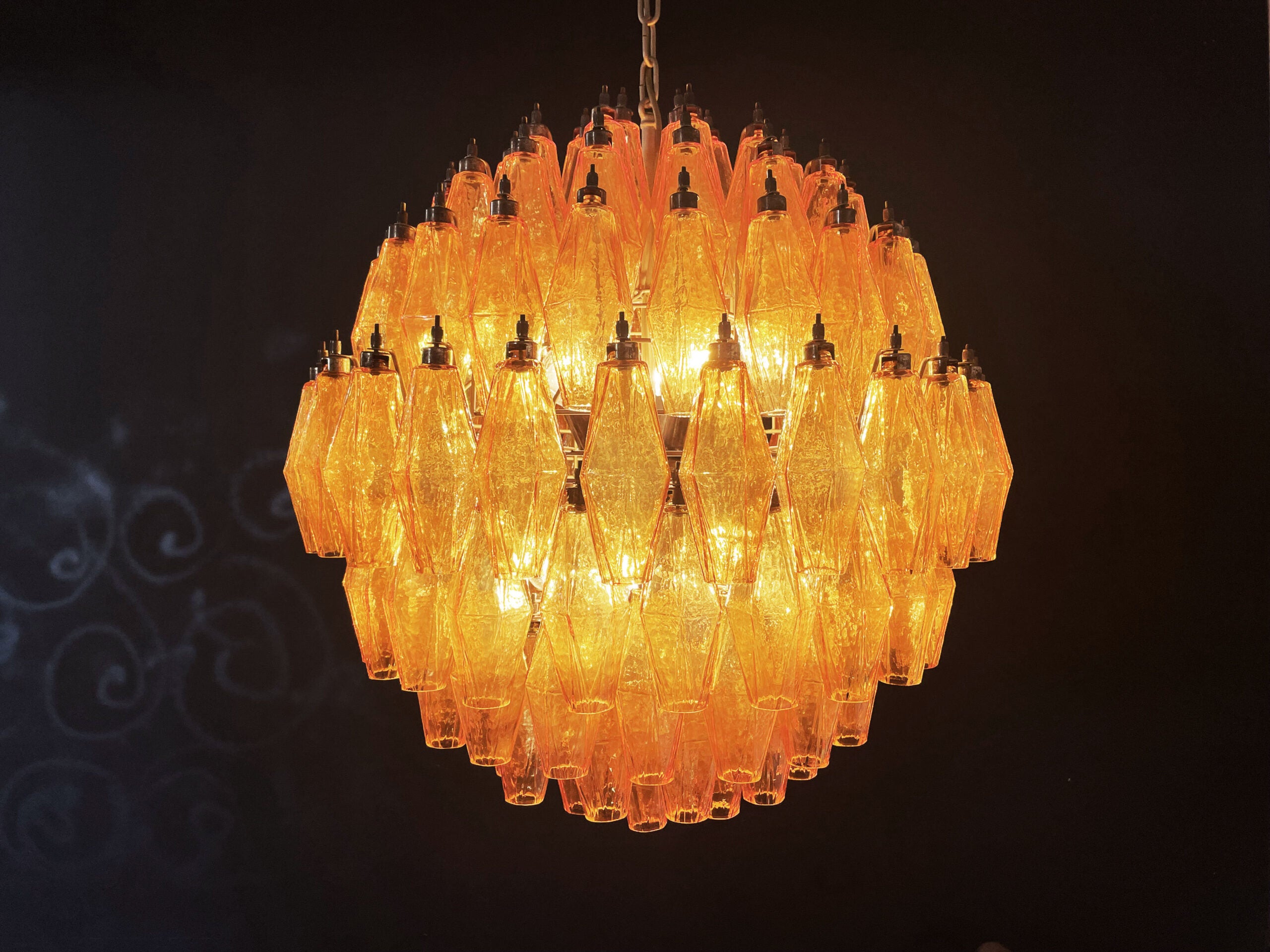 Murano Kronleuchter – 140 Gelbe Poliedrigläser – Detail 8 – Murano Classics