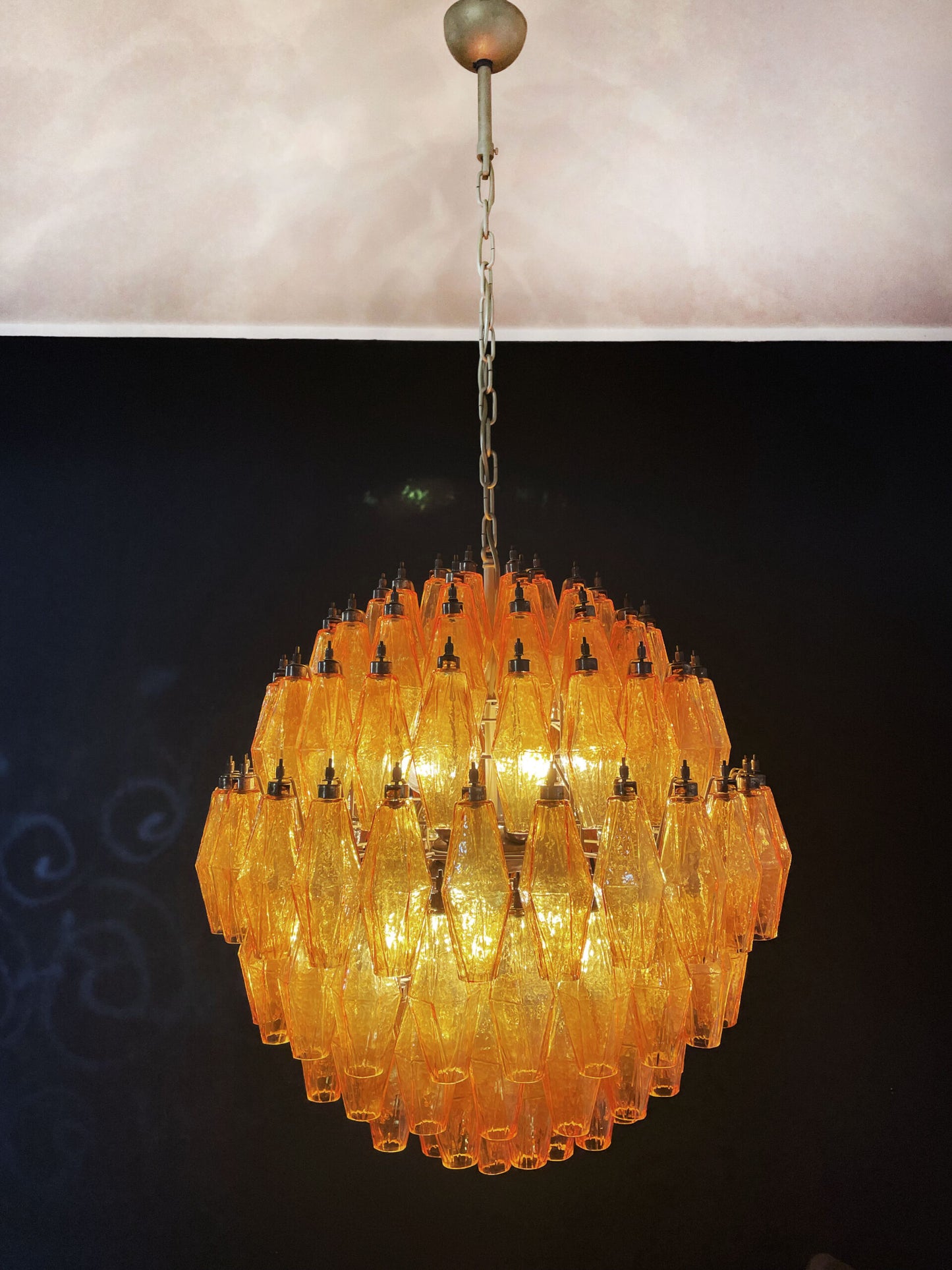 Lampadario Murano | 140 Poliedri in Vetro Giallo