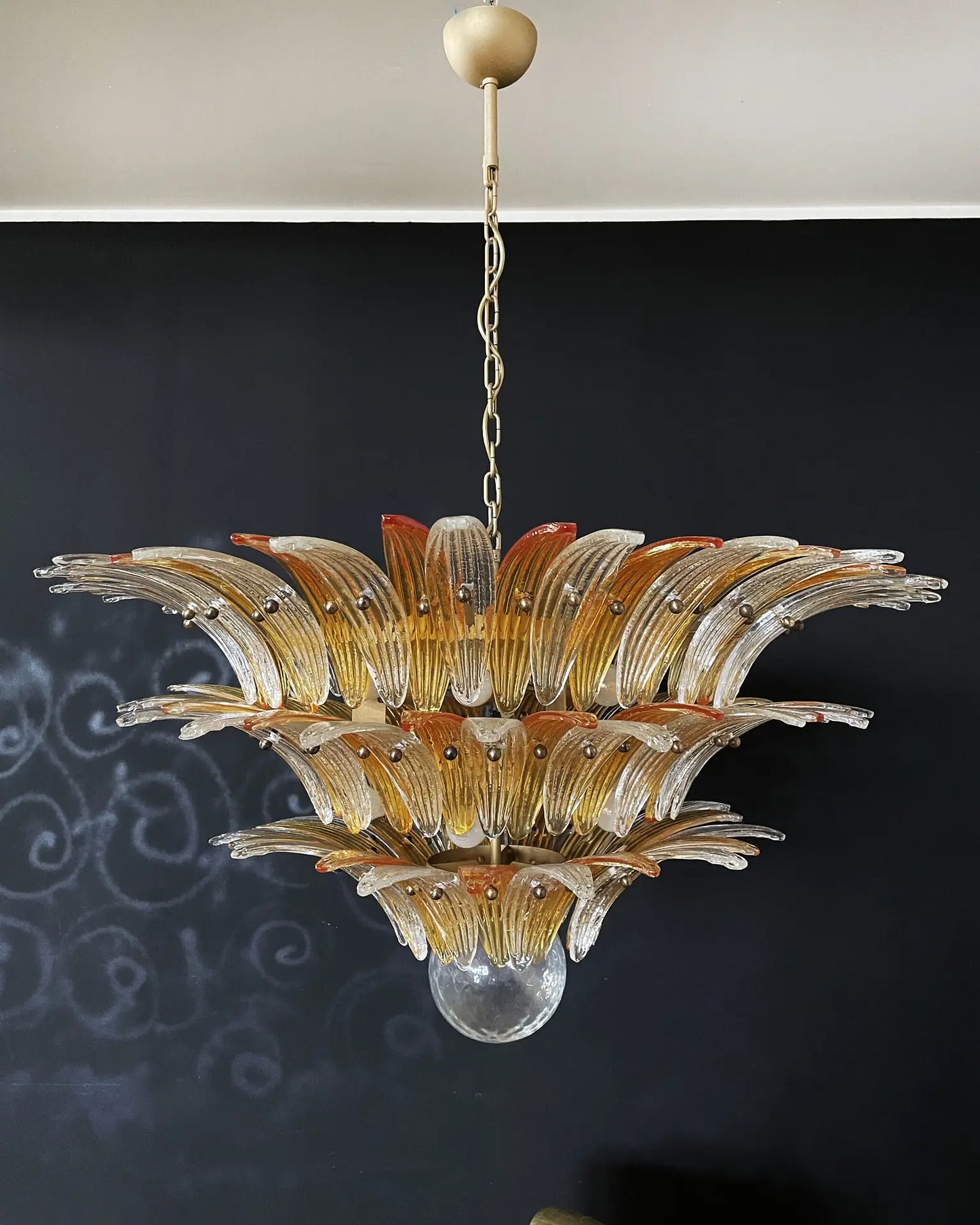 Murano Kroonluchter | 104 Duidelijk en Gele Palmette Glas