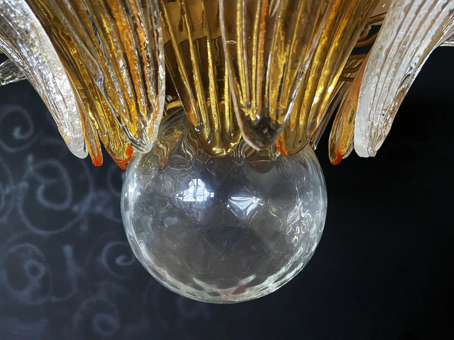 Murano Kroonluchter | 104 Duidelijk en Gele Palmette Glas