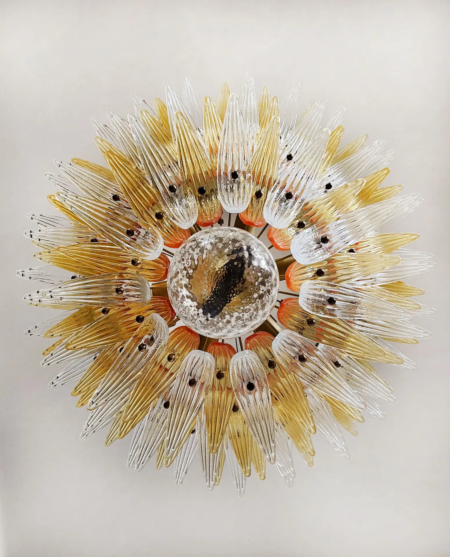 Murano Kroonluchter | 104 Duidelijk en Gele Palmette Glas