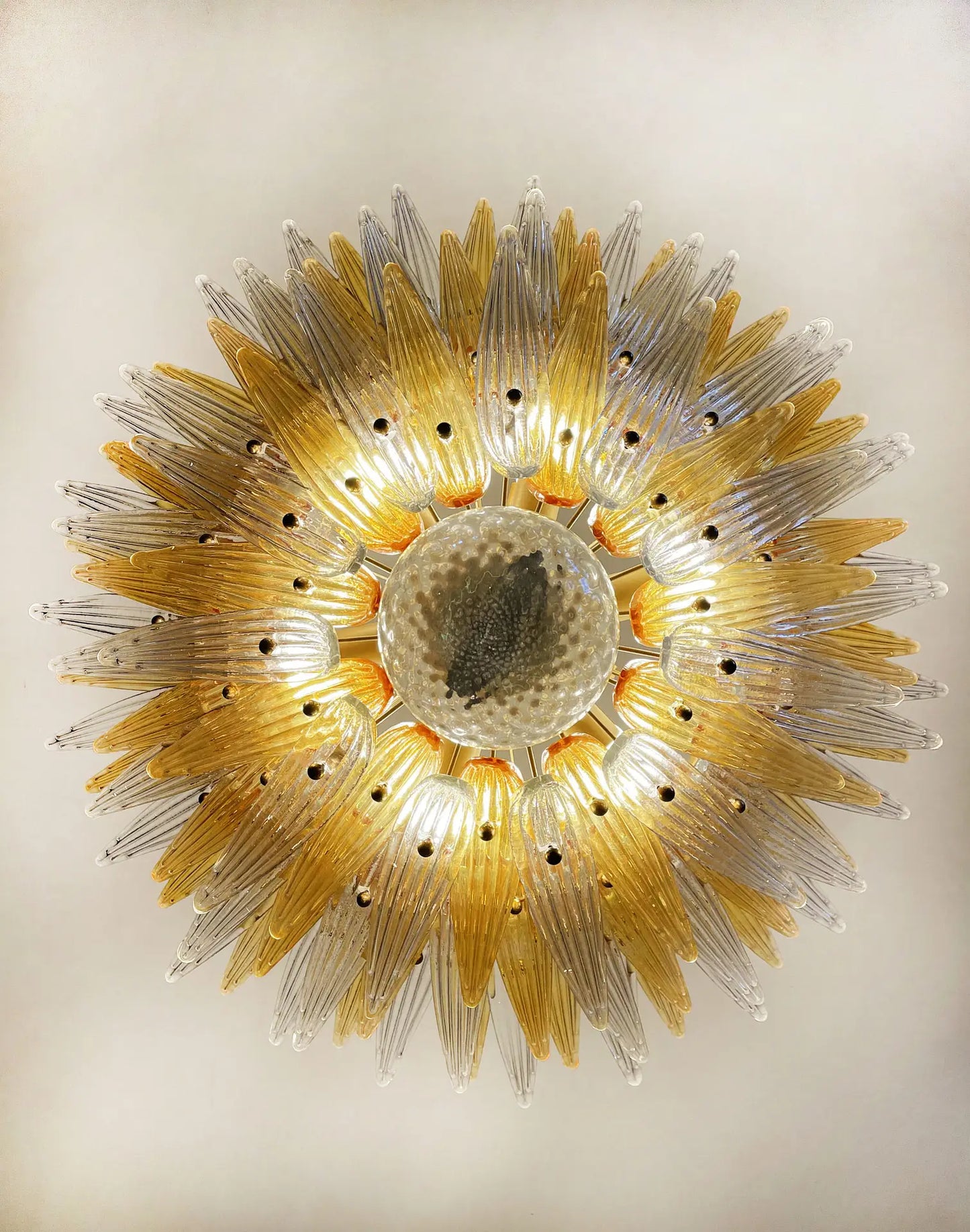 Murano Kroonluchter | 104 Duidelijk en Gele Palmette Glas