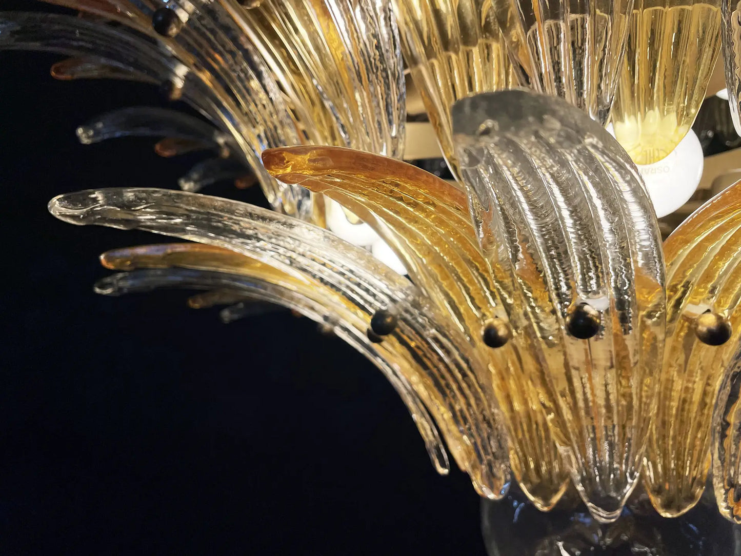 Murano Kroonluchter | 104 Duidelijk en Gele Palmette Glas