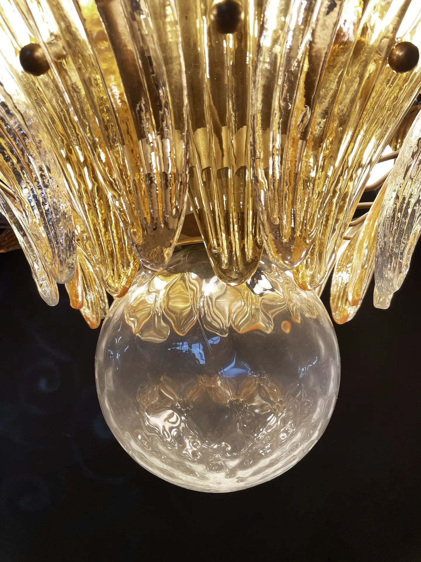 Murano Kroonluchter | 104 Duidelijk en Gele Palmette Glas