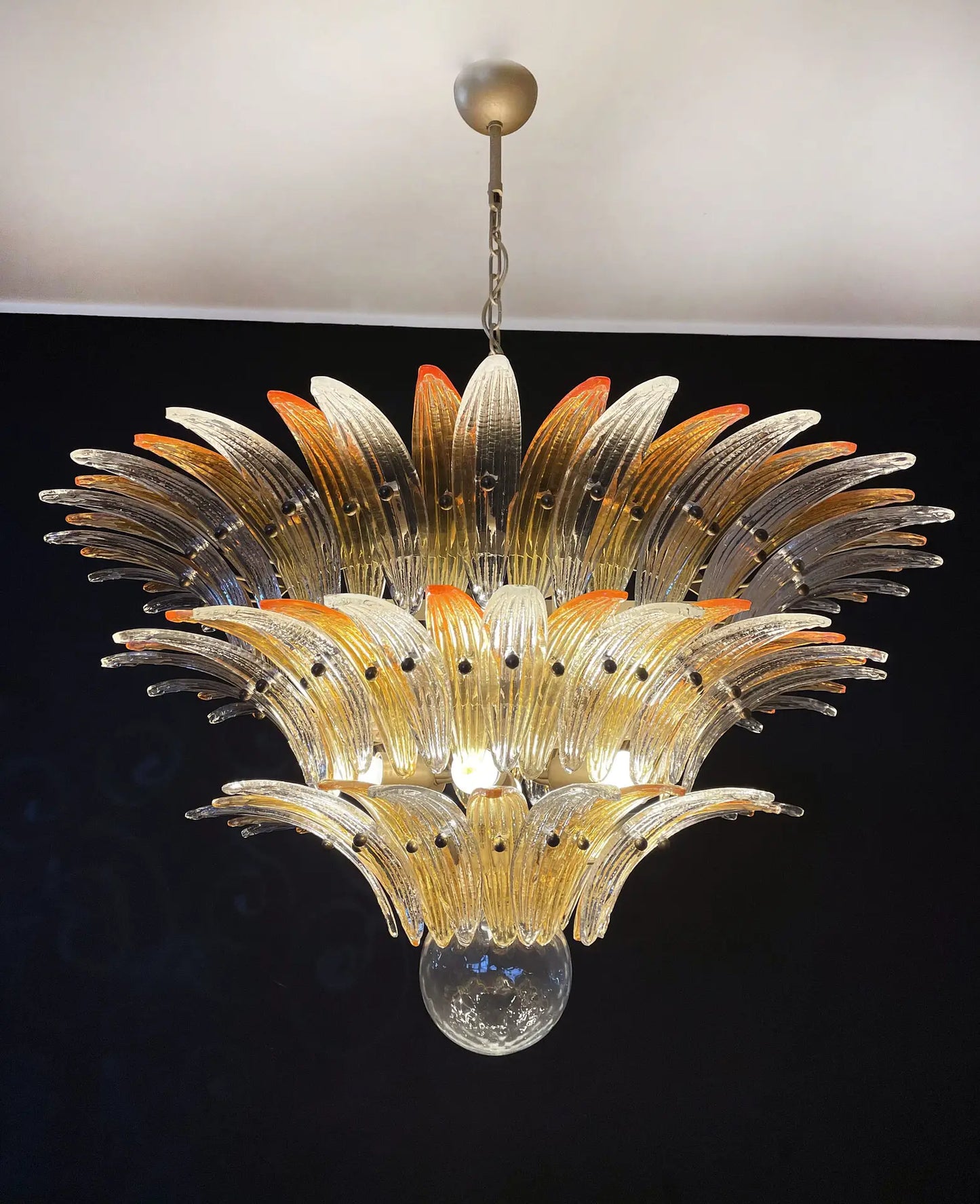 Murano Kroonluchter | 104 Duidelijk en Gele Palmette Glas