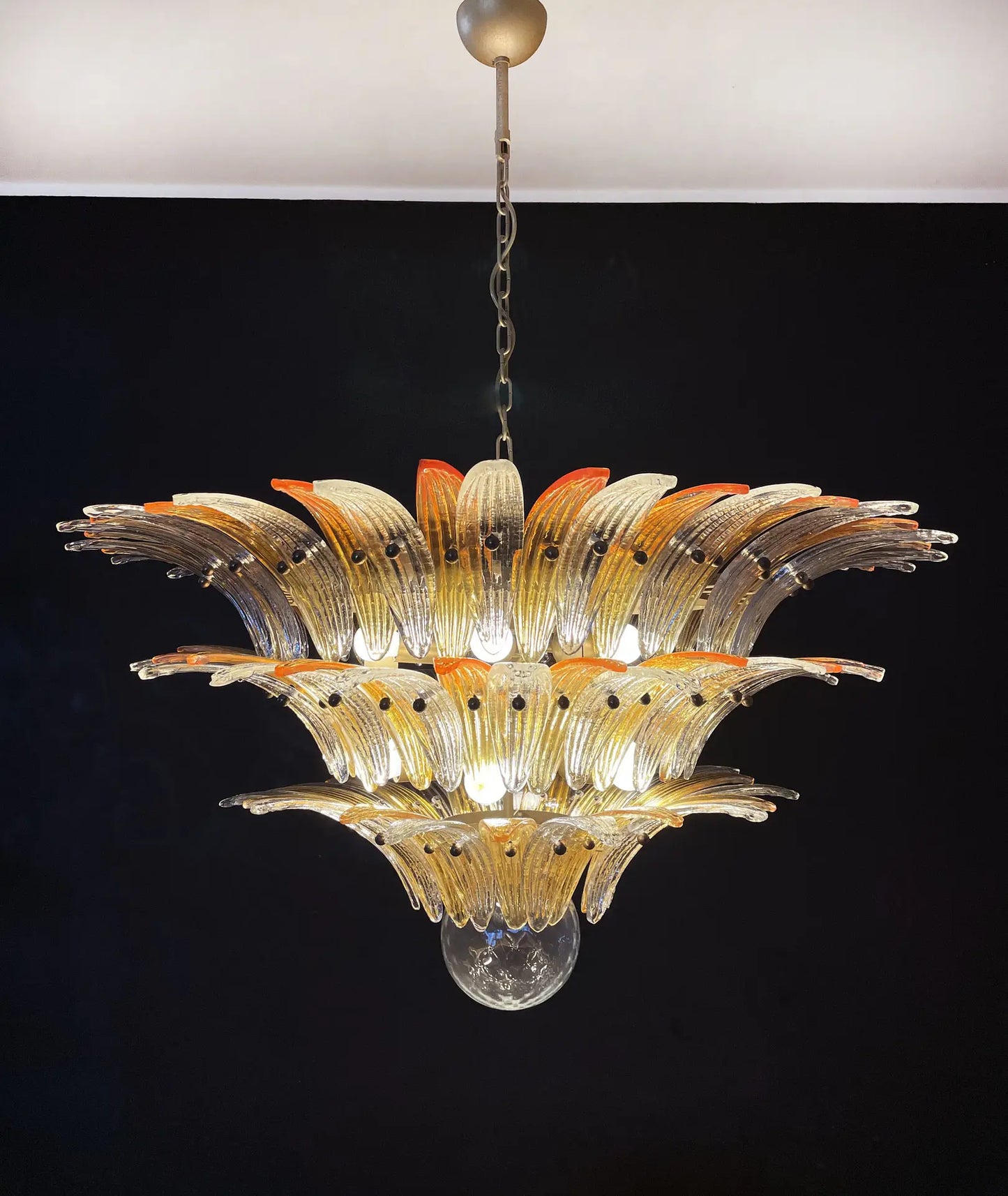 Murano Kroonluchter | 104 Duidelijk en Gele Palmette Glas