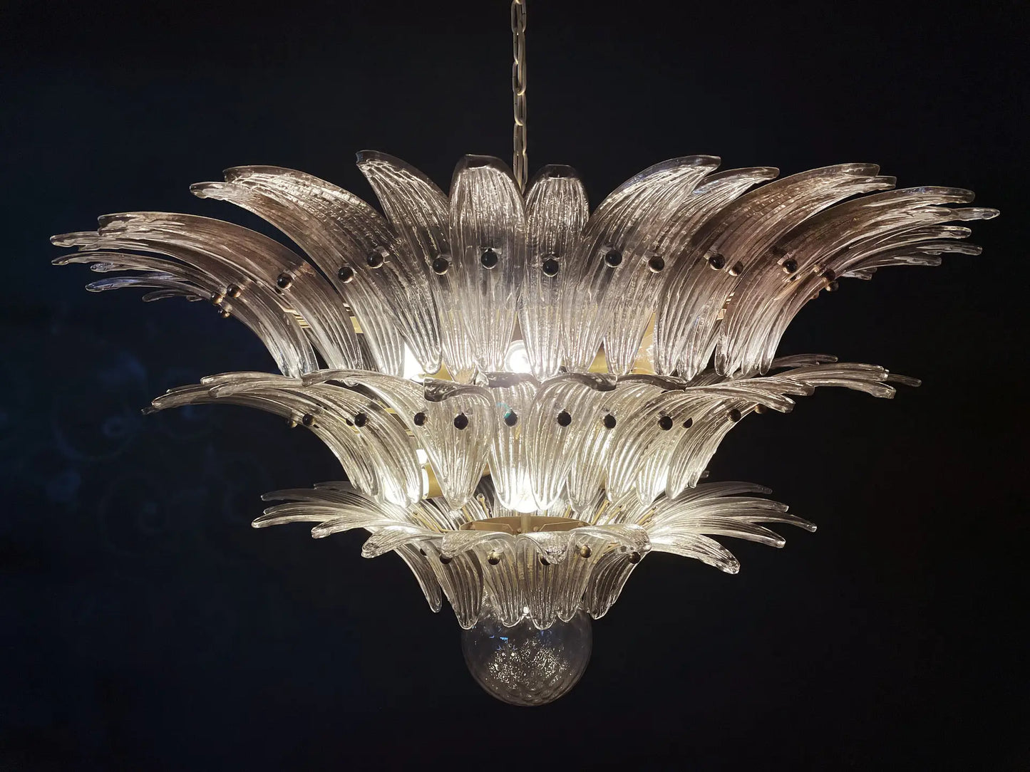Murano Kroonluchter | 104 Rookkleurige Palmette Glas