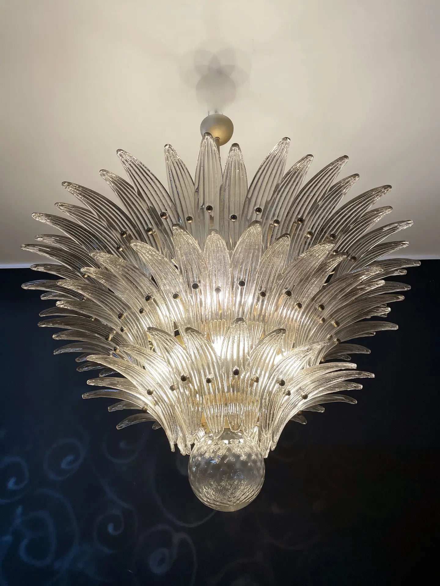 Murano Kroonluchter | 104 Rookkleurige Palmette Glas